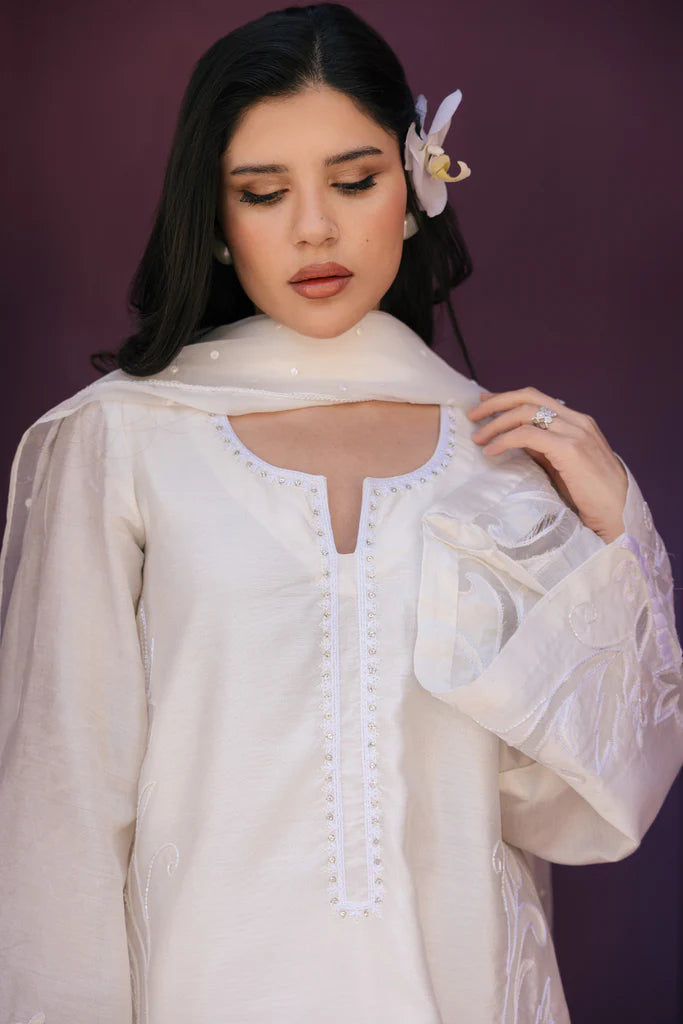 HUMAYUN ALAMGIR ( WOMENWEAR) - White Applique