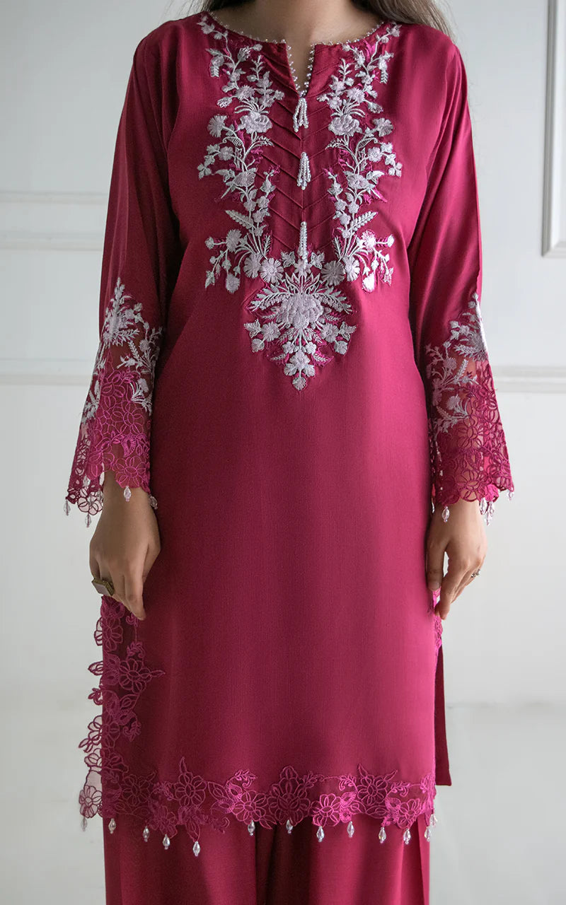 THREADS AND MOTIFS - Maroon with Printed Dupatta