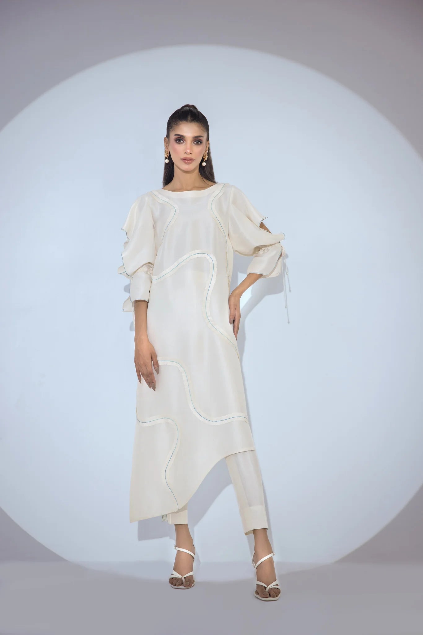 ANAM AHKLAQ - Ivory White Raw Silk