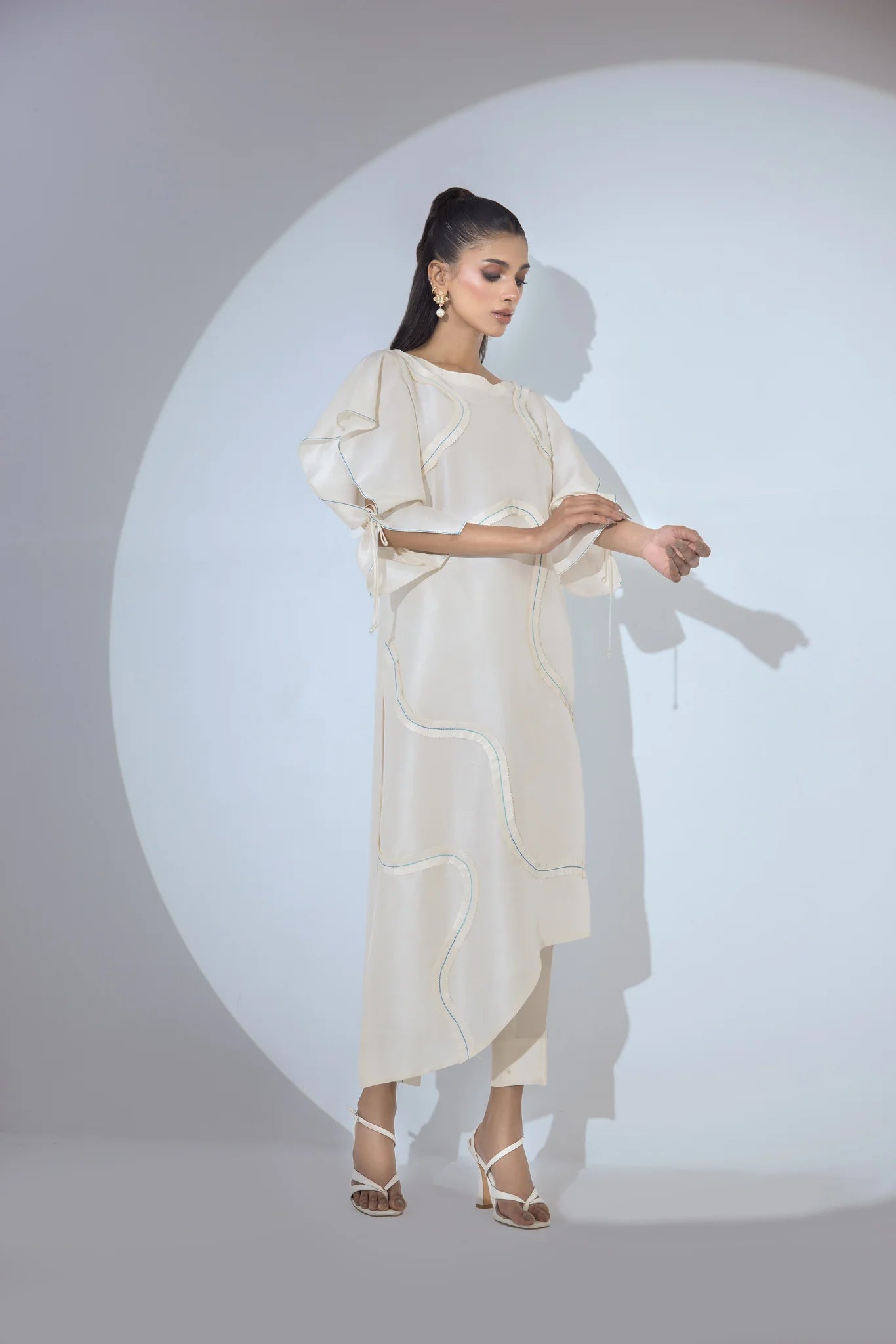ANAM AHKLAQ - Ivory White Raw Silk