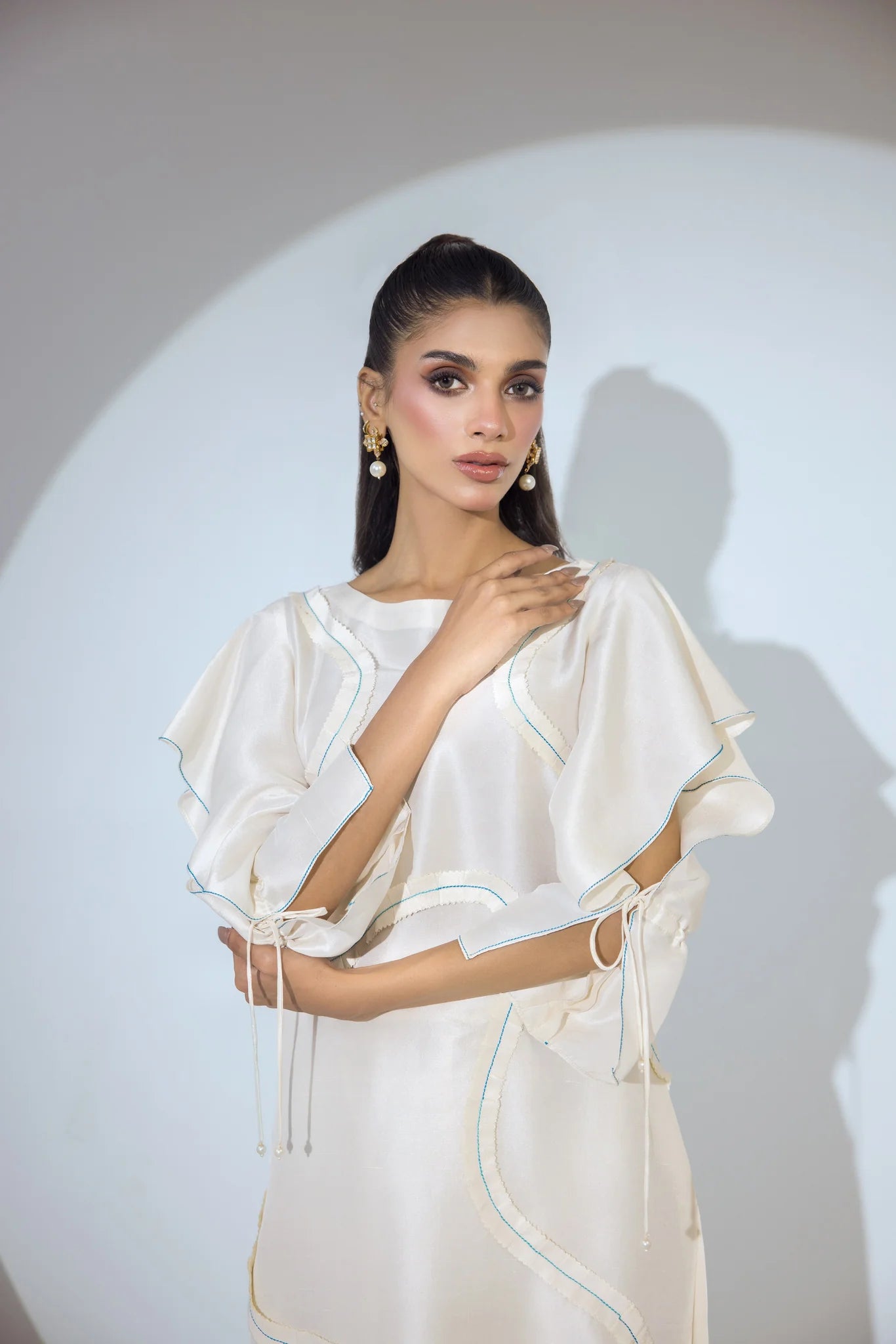 ANAM AHKLAQ - Ivory White Raw Silk