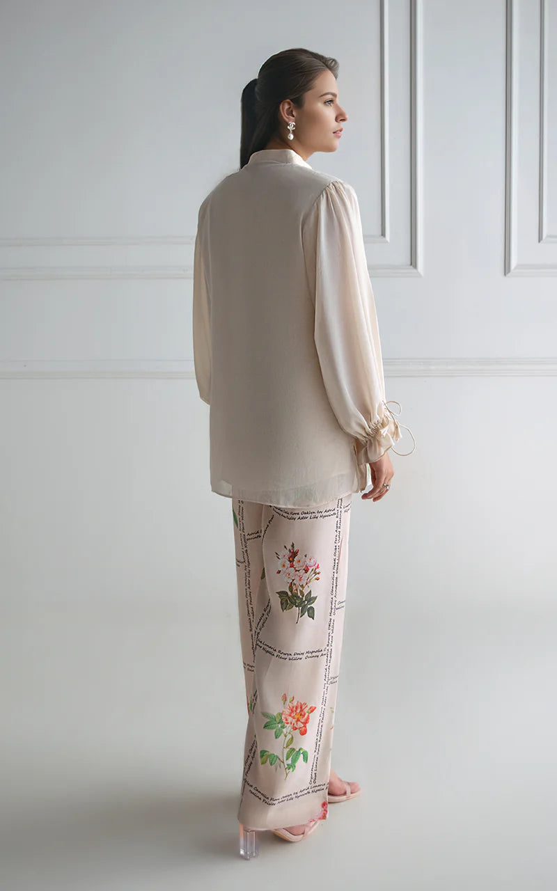 THREADS AND MOTIFS - Milky White with floral applique