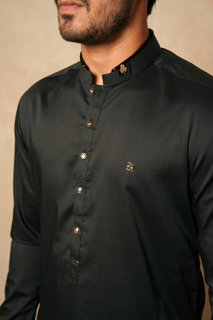 KUNZUL CHANNAR MENSWEAR - Black Premium Cotton