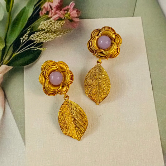 ZAHEEN KAMRAN - Floral with Blue Stone Studs