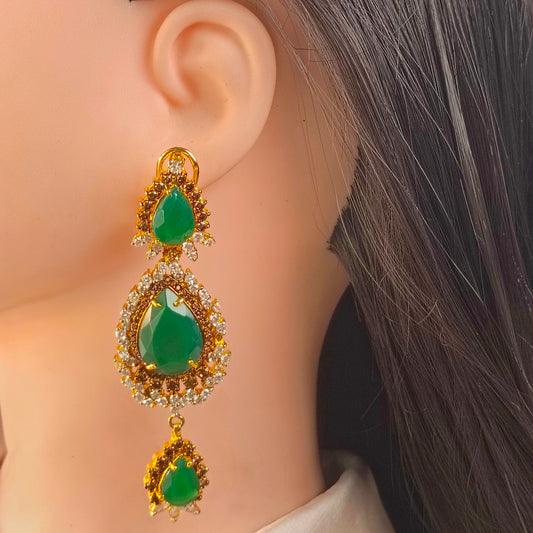ZAHEEN KAMRAN - Emerald green Stones Earrings
