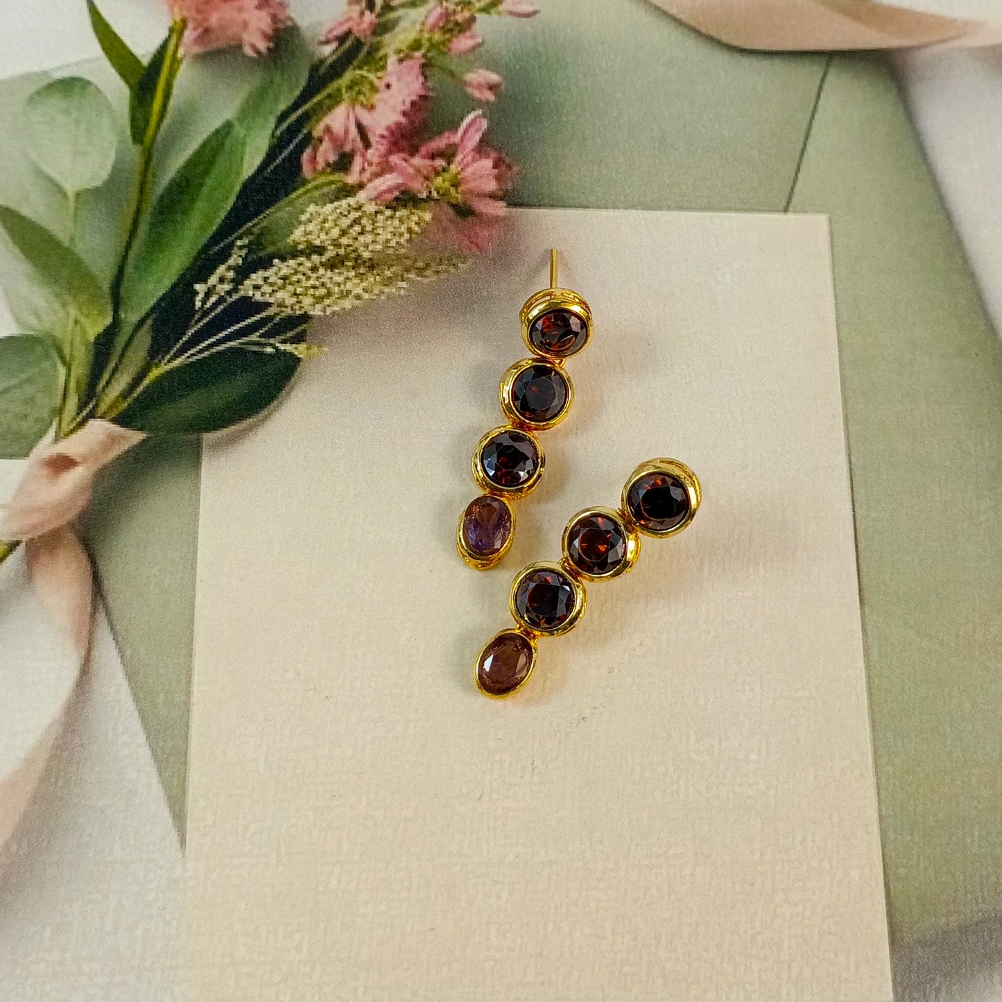 ZAHEEN KAMRAN - Rubylite Small Rounds Earring