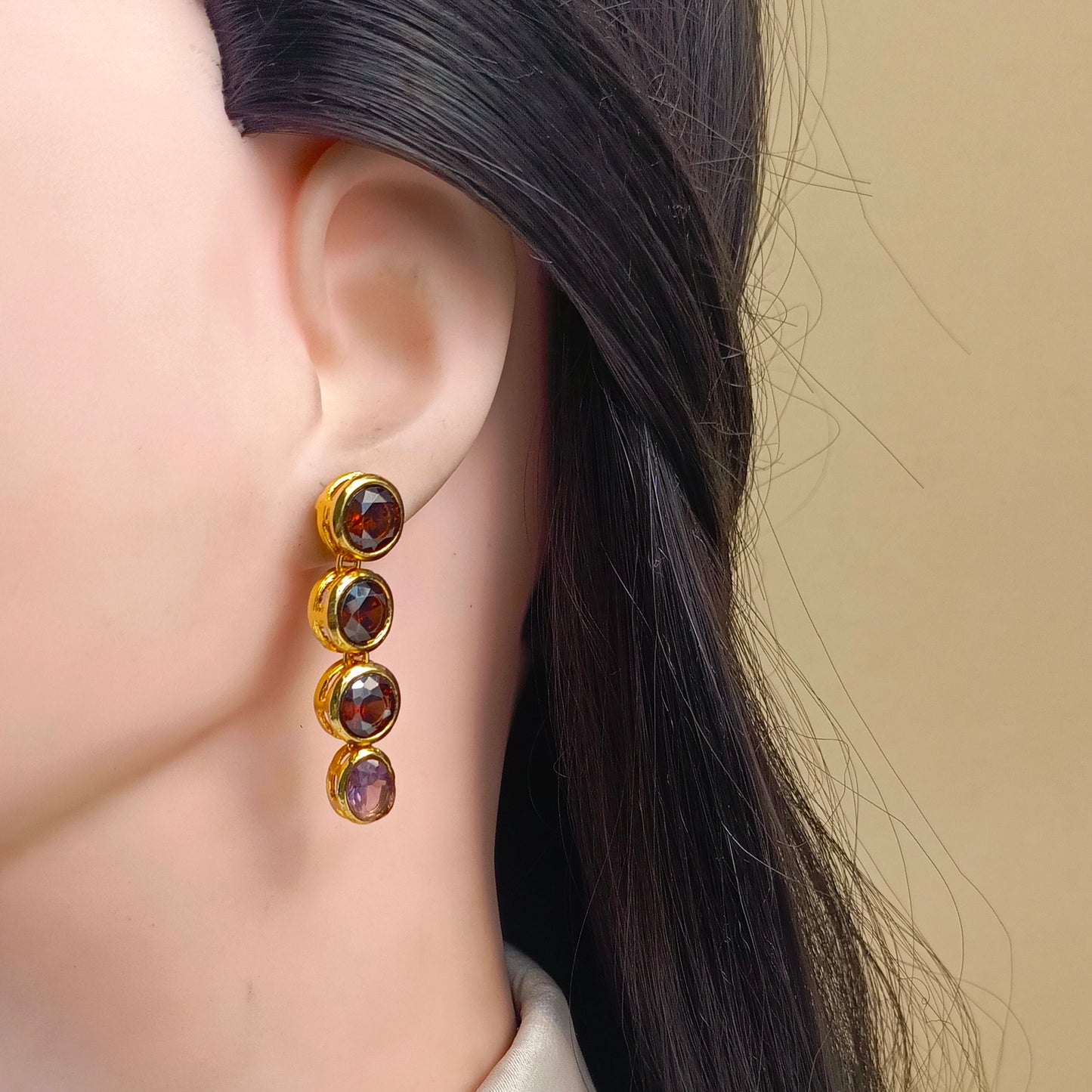 ZAHEEN KAMRAN - Rubylite Small Rounds Earring