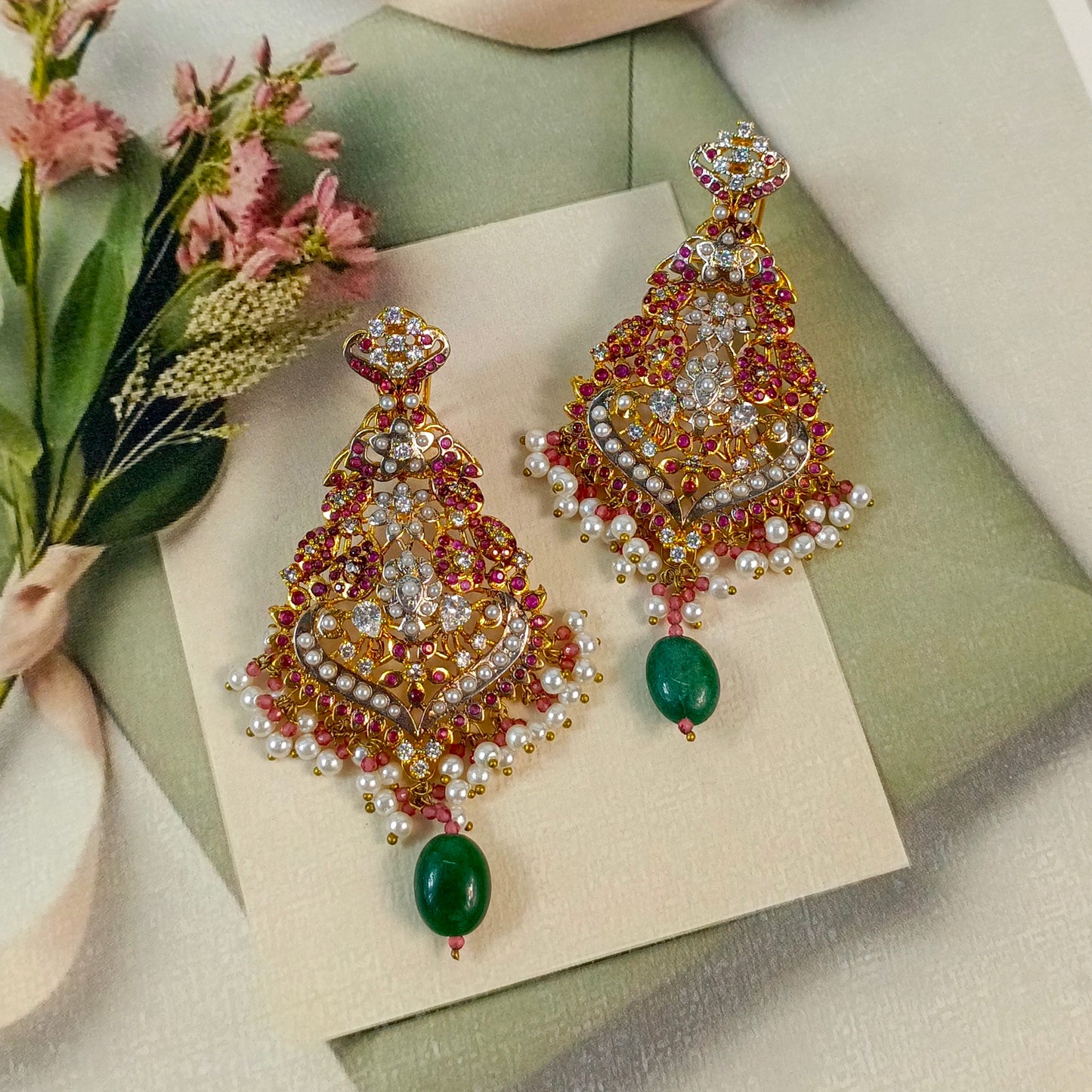 ZAHEEN KAMRAN - Pink and Pearl Earrings