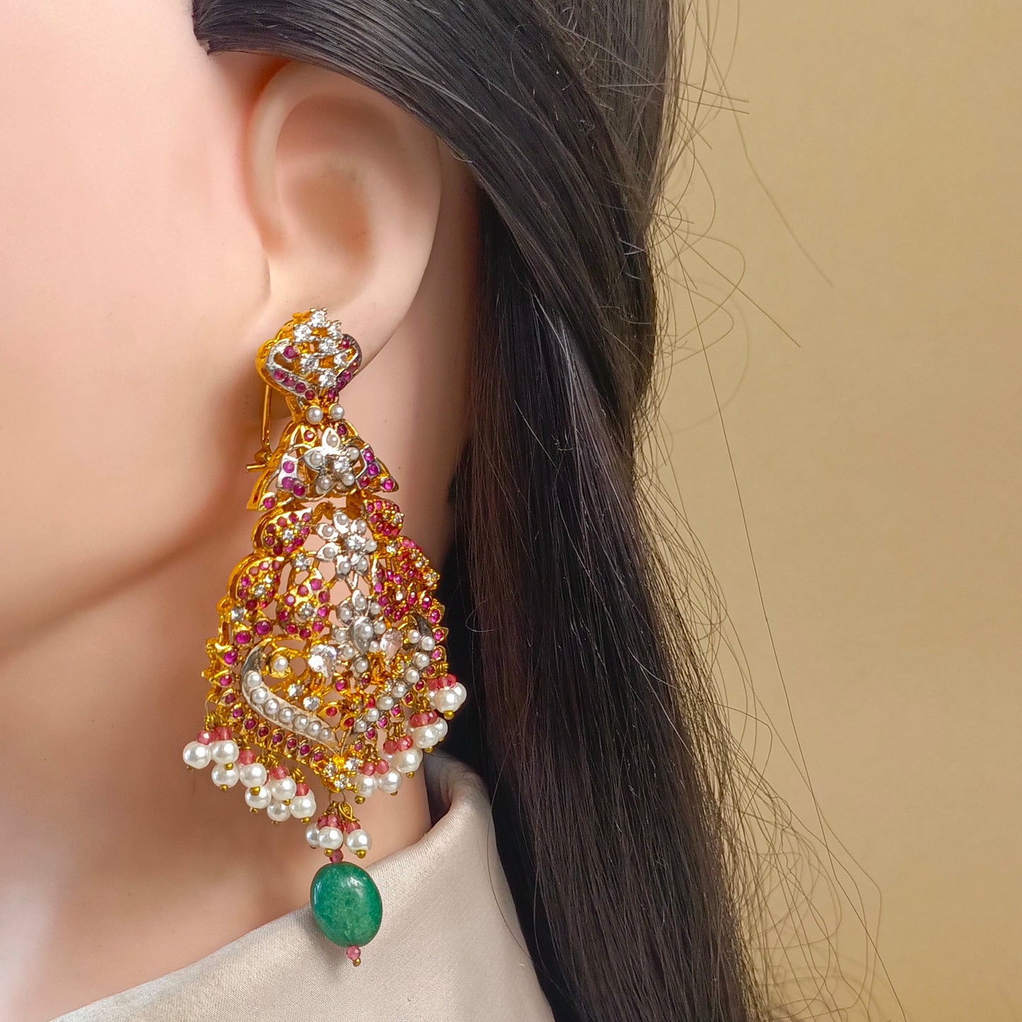 ZAHEEN KAMRAN - Pink and Pearl Earrings