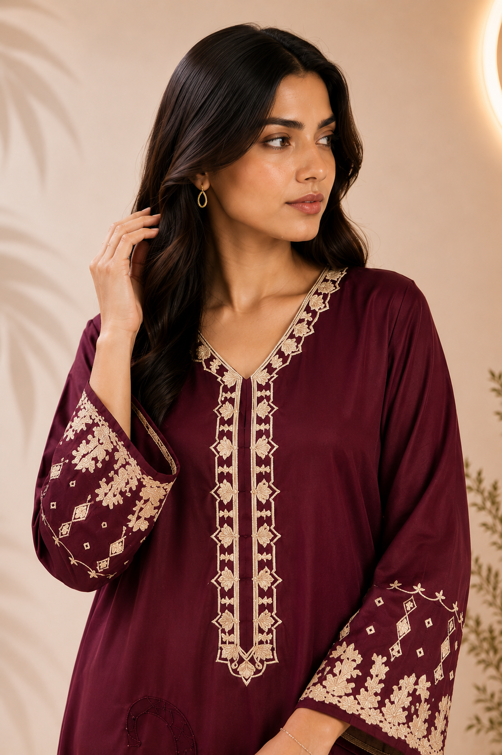 HUMAYUN ALAMGIR WOMENSWEAR- Purle moutarde kaftan