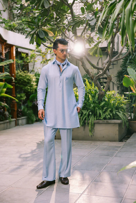 HUMAYUN ALAMGIR (Menswear) - Mint Blue Kurta Pajama