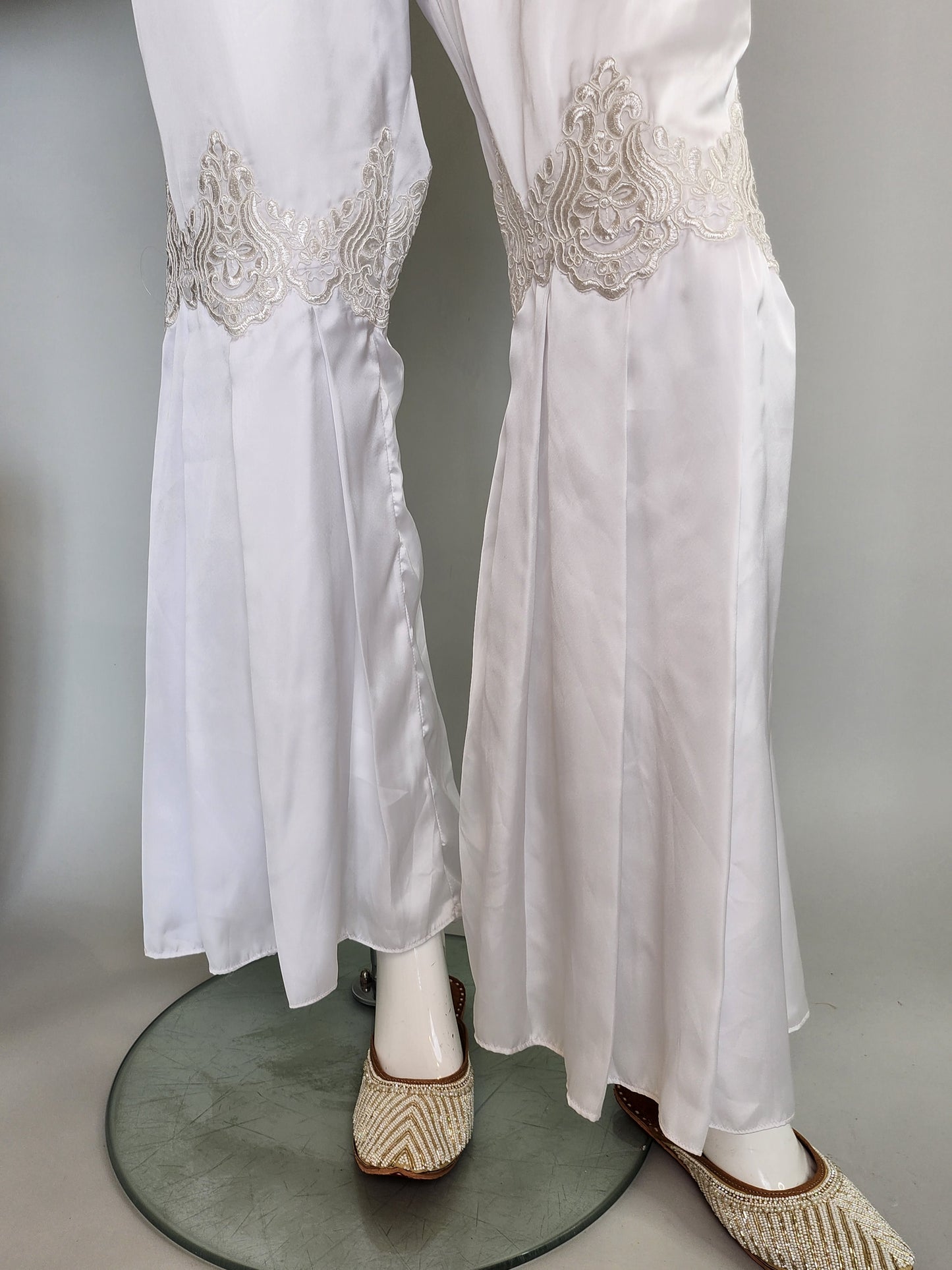 AJRAK - White Silk Lace Garara Pant