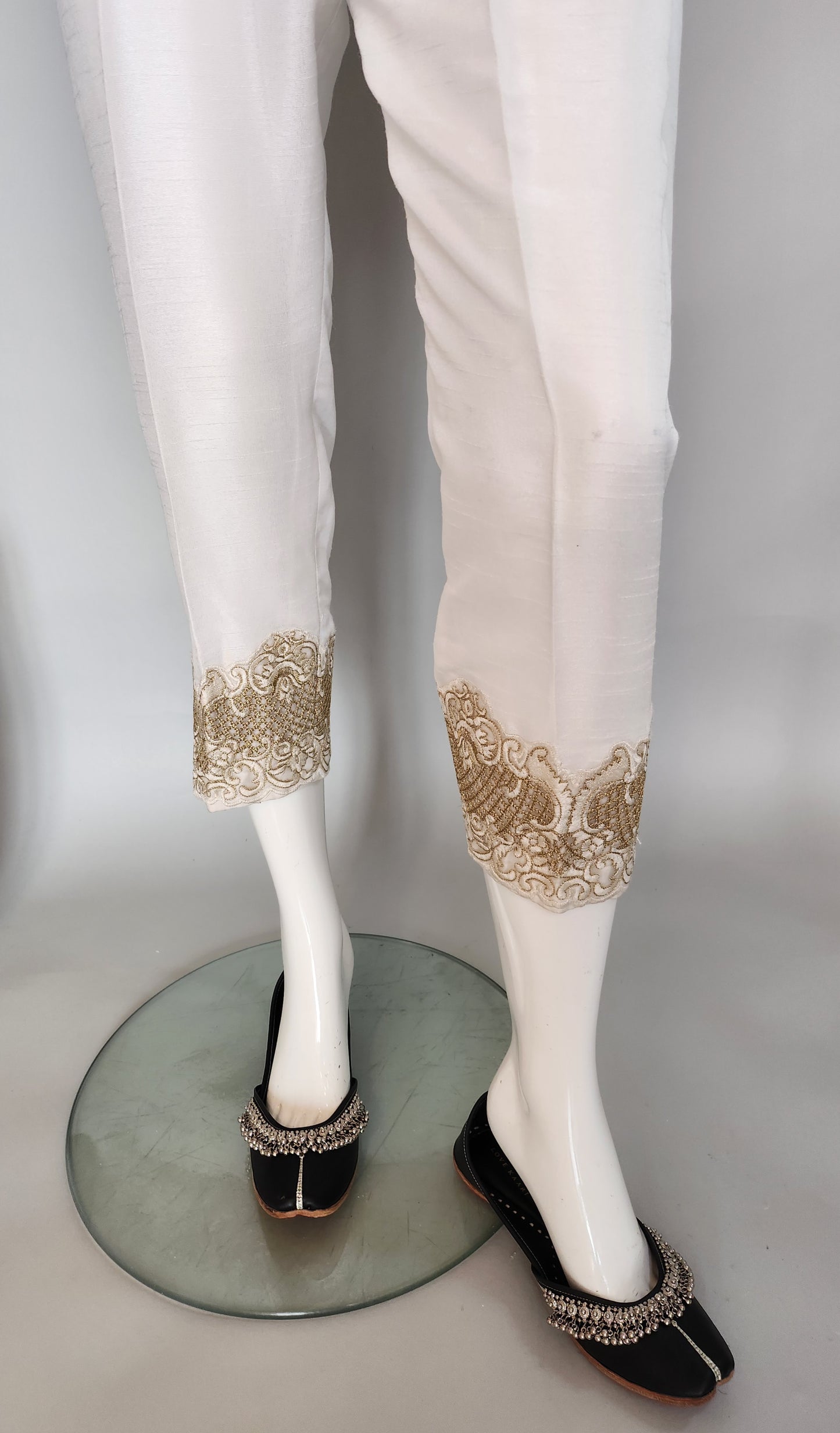 AJRAK - White with gold Embroidery Pants