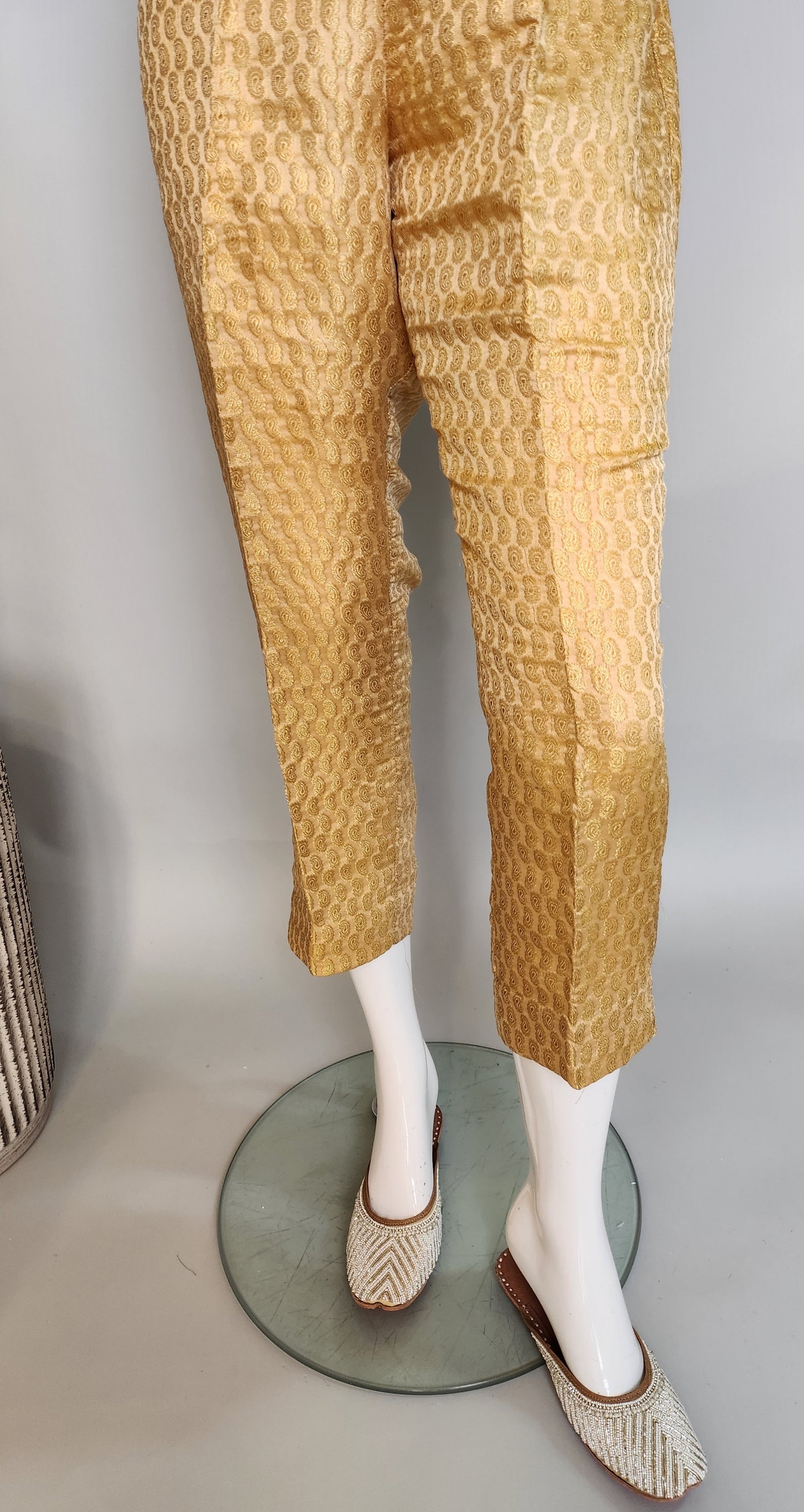 AJRAK - Off-White Copper Jamawar Pant