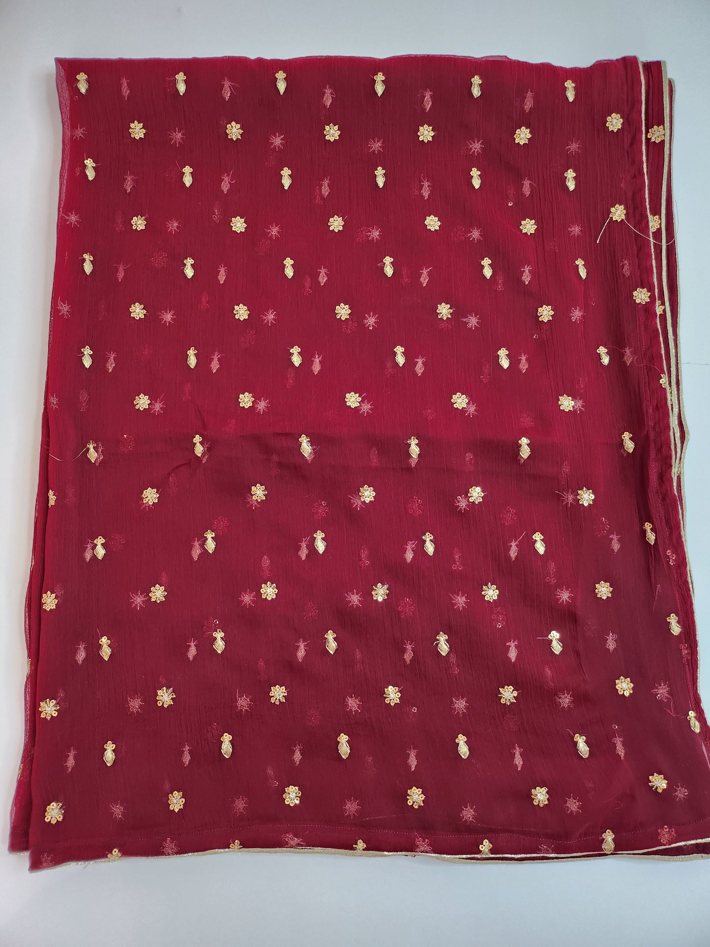 SABEEN MANEKIA - Maroon with Gold Sequin Embroidered Dupatta