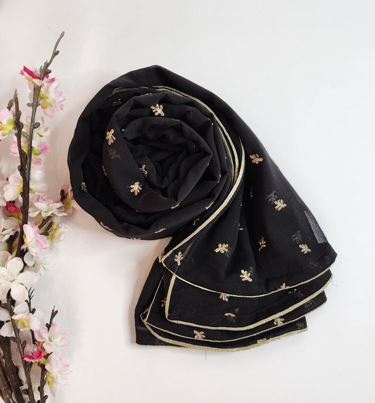 SABEEN MANEKIA  - Black with gold embroidery Dupatta
