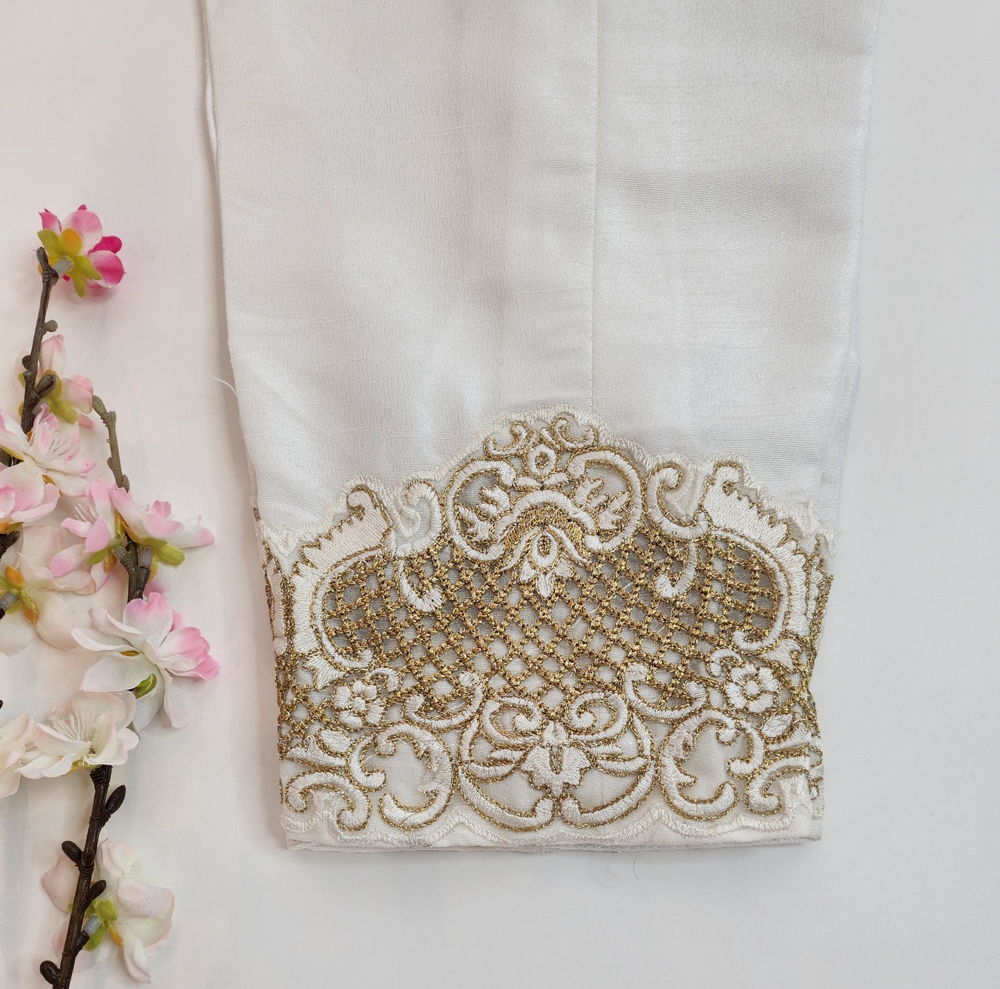 SABEEN MANEKIA- White with gold Embroidery Pants