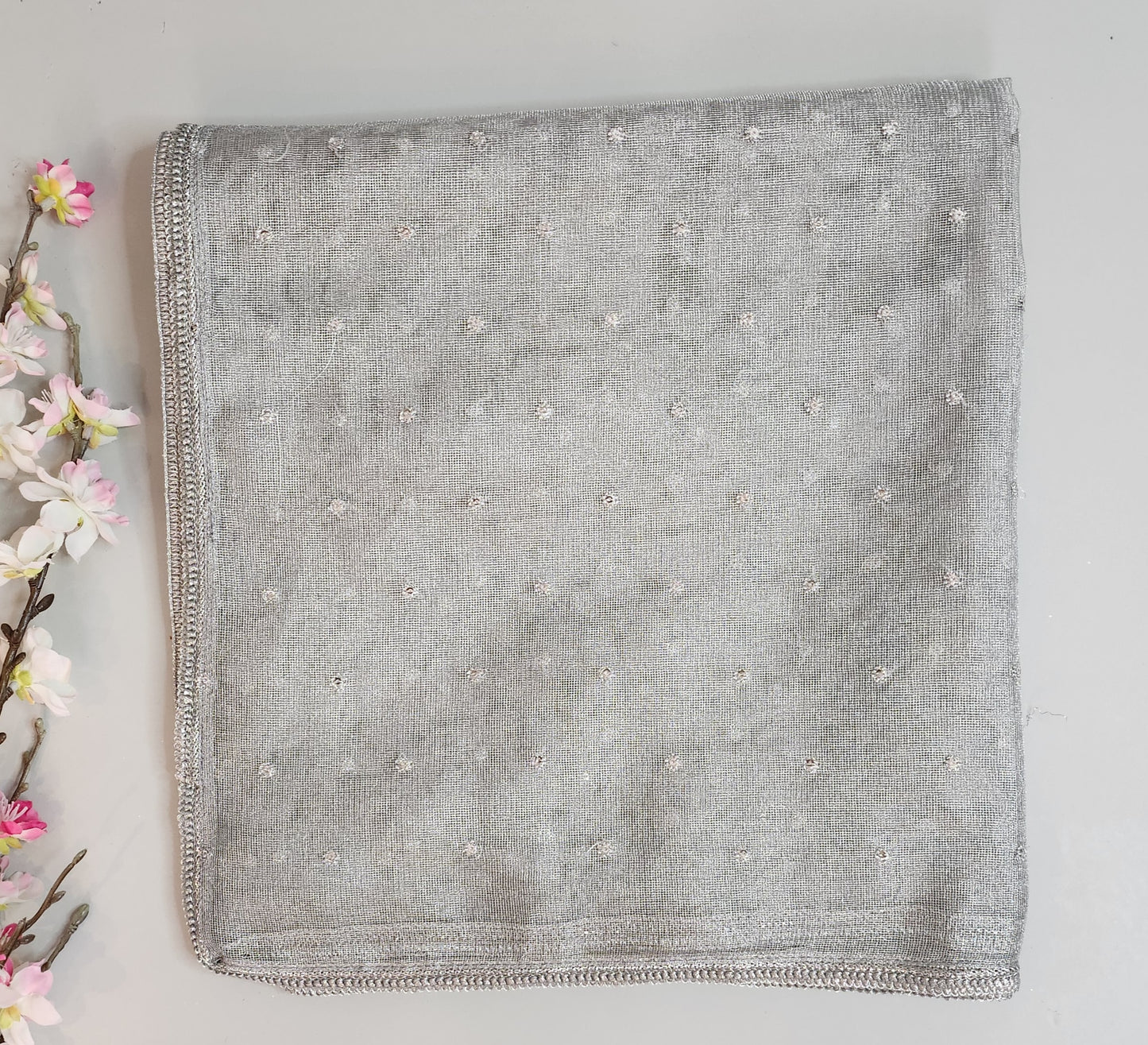 SABEEN MANEKIA - Silver net dupatta sequence