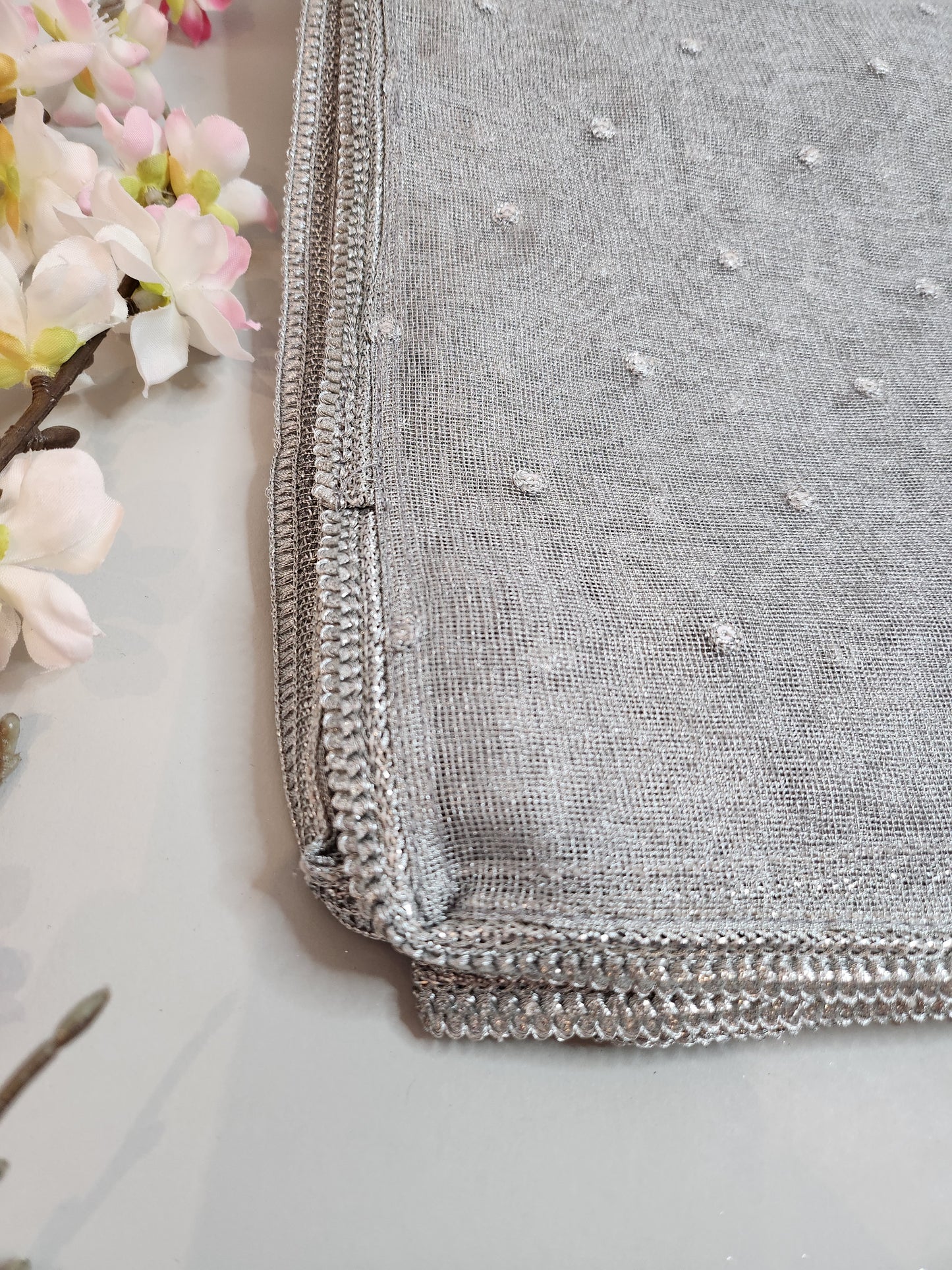 SABEEN MANEKIA - Silver net dupatta sequence
