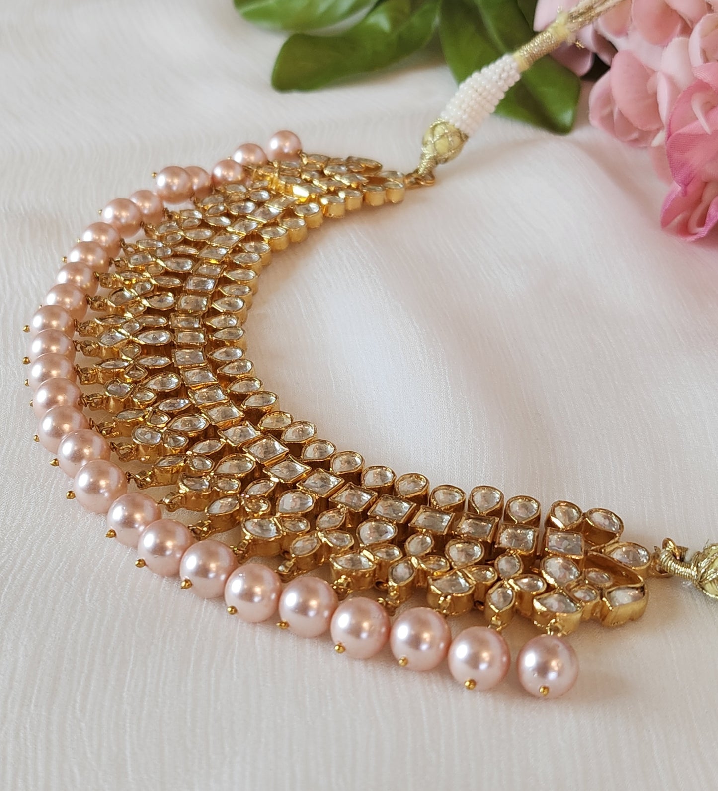 VINANTI MANJI JEWELRY - Kundan Necklace with Pink Pearl
