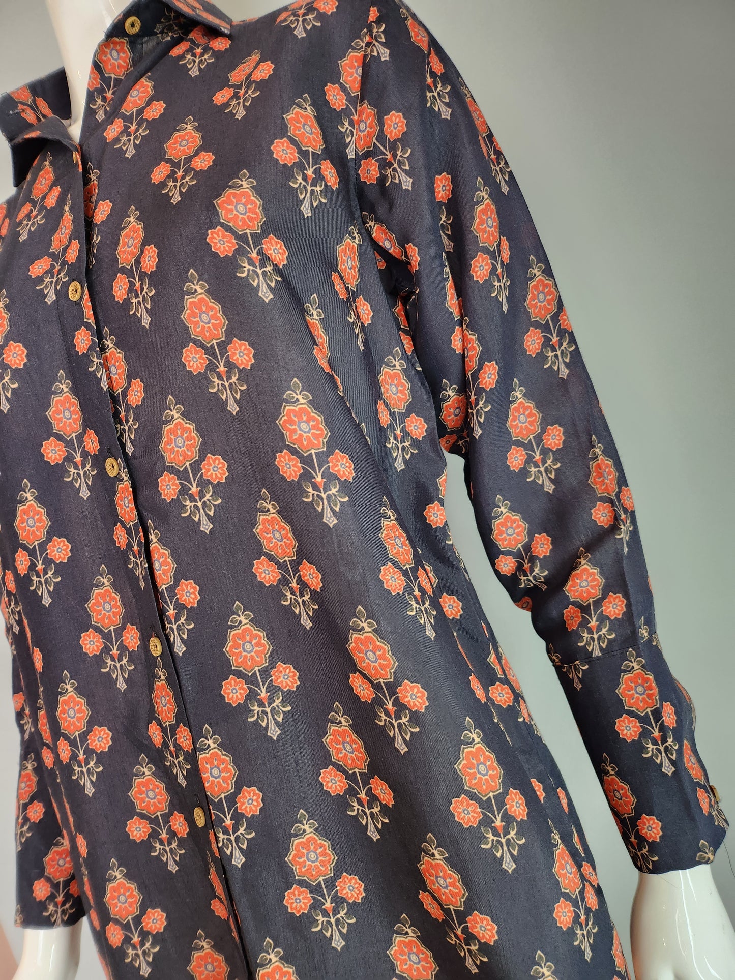 THREADS AND MOTIFS - Black with Orange flower Print