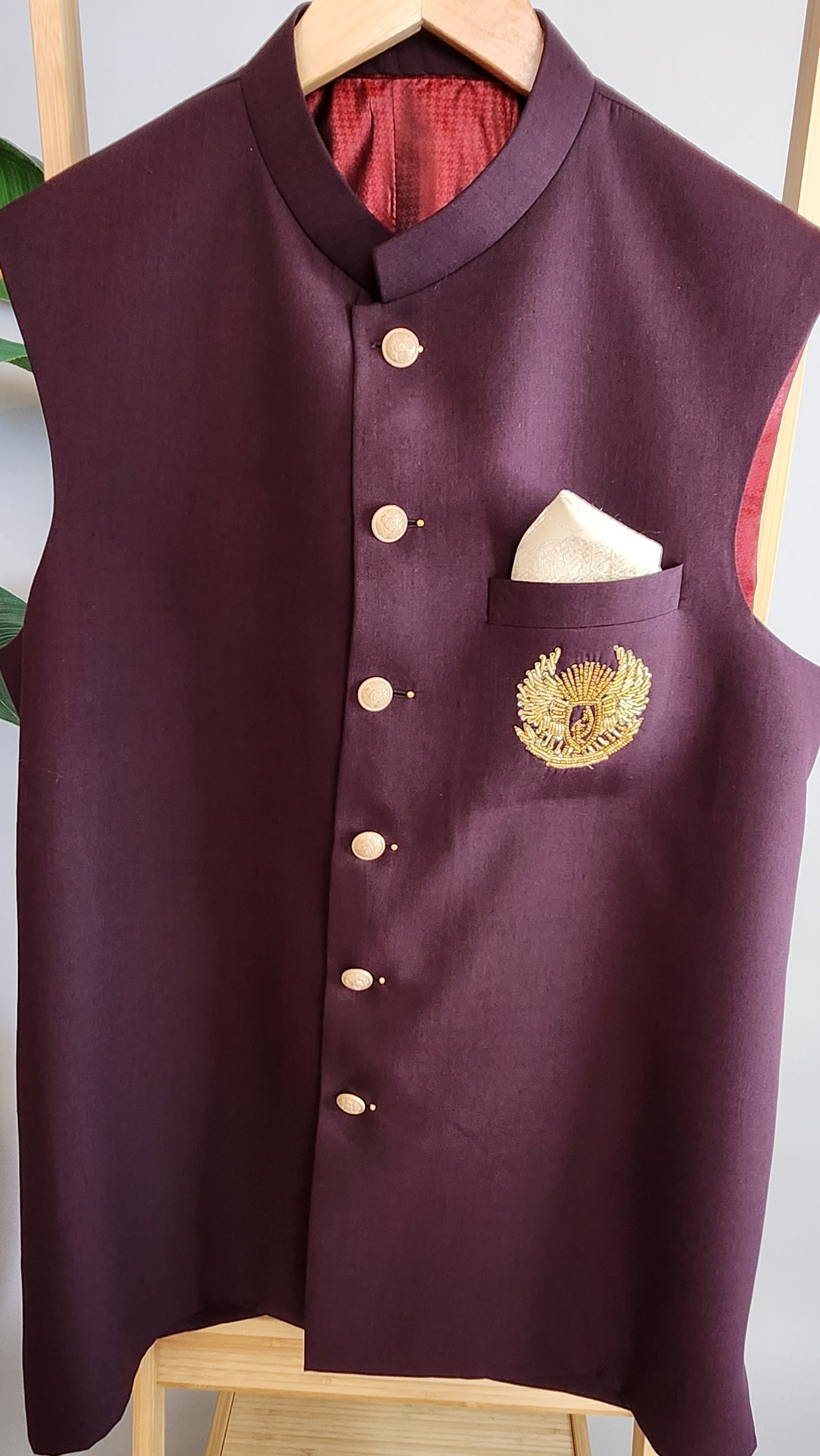 KUNZUL CHANNAR & MENSWEAR - Maroon Waist Coats