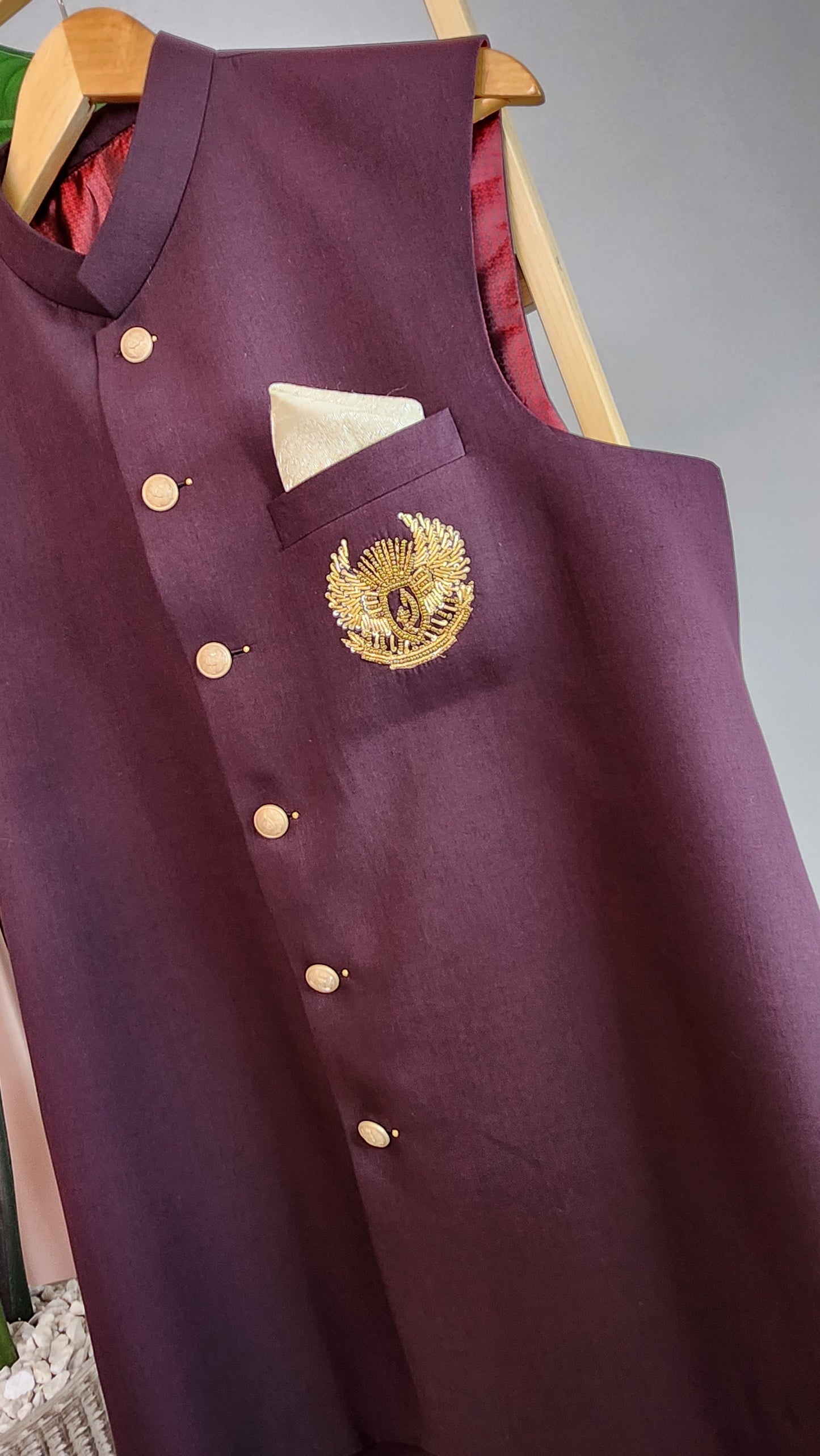 KUNZUL CHANNAR & MENSWEAR - Maroon Waist Coats