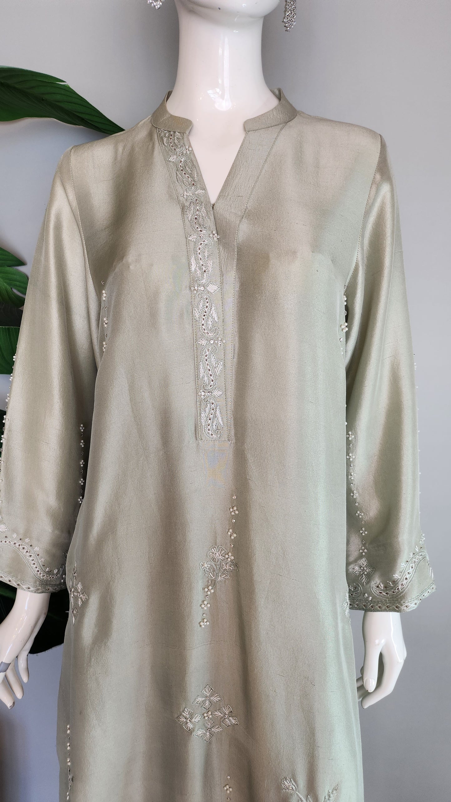 SEEMA IFTIKHAR - Ice Blue with Pearl beaded
