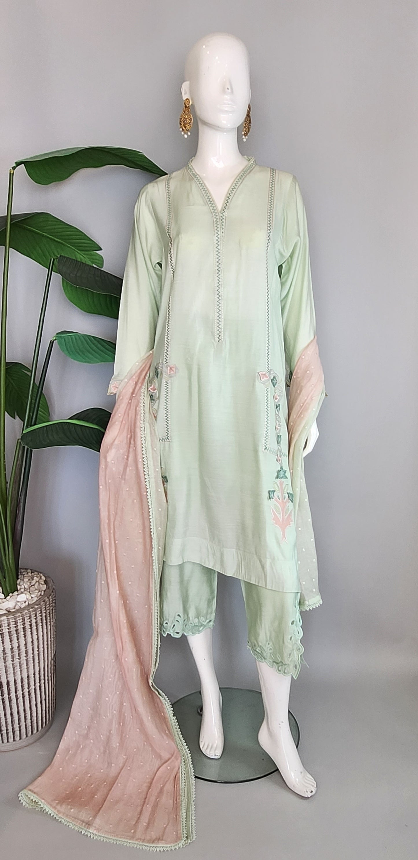 KOMAL LAKHANI - Mint Green Khadisilk