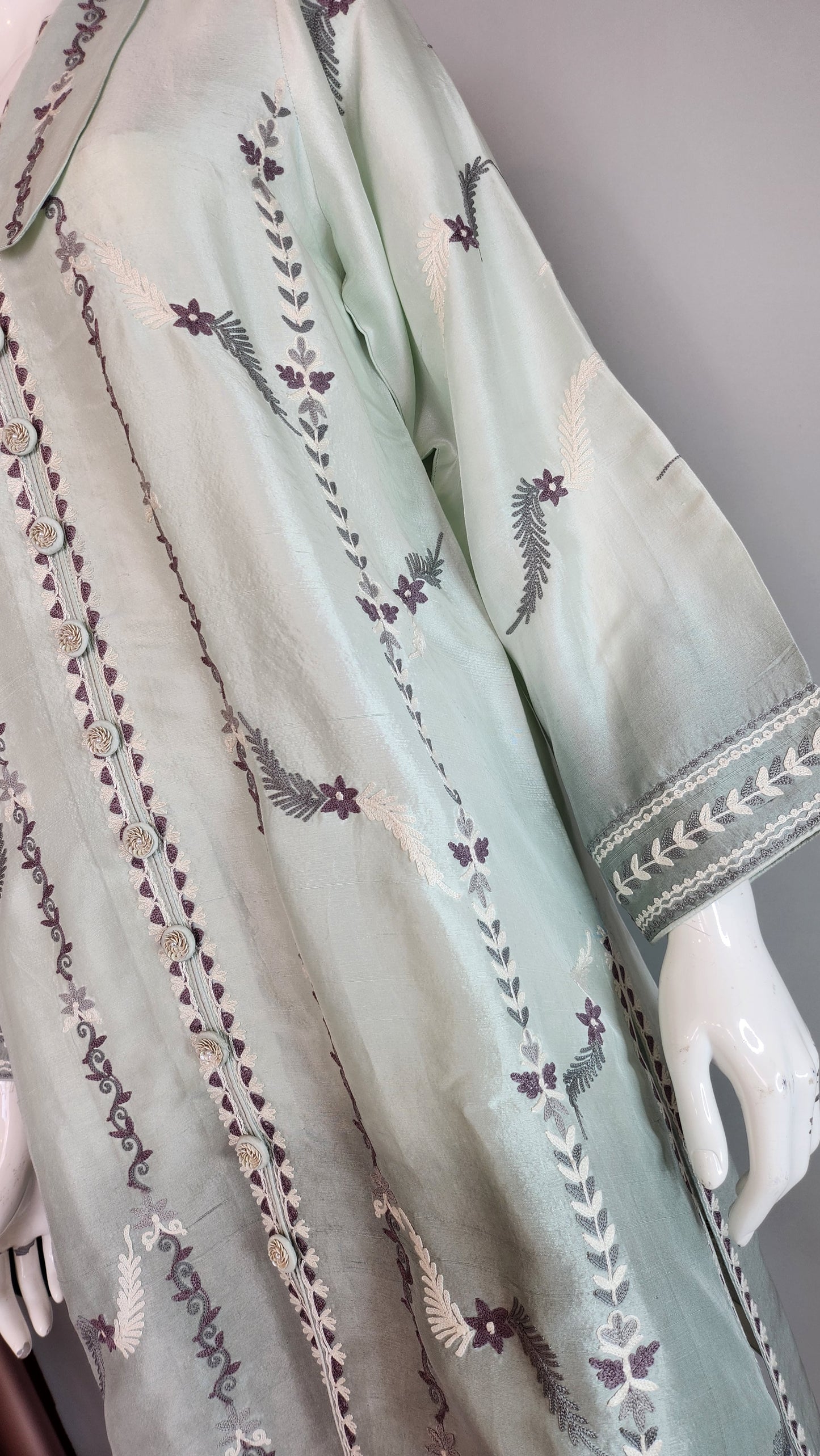 KOMAL LAKHANI - Green And Grey Shaded Aariwork