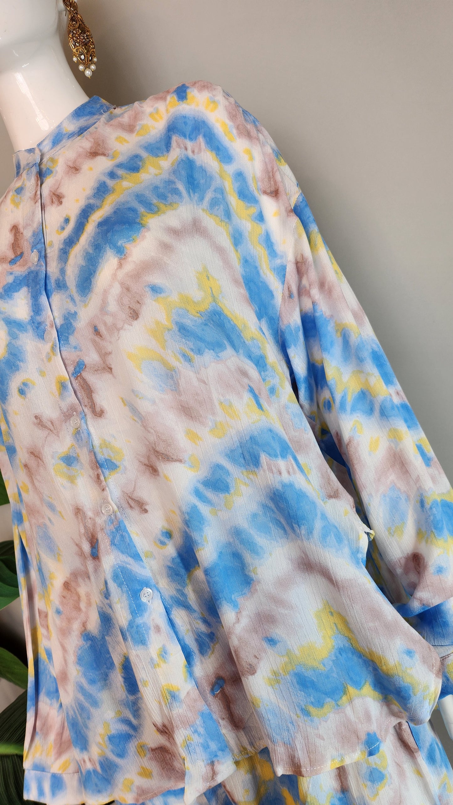 SOBIA GULZAD - White Blue Tie Dye Set