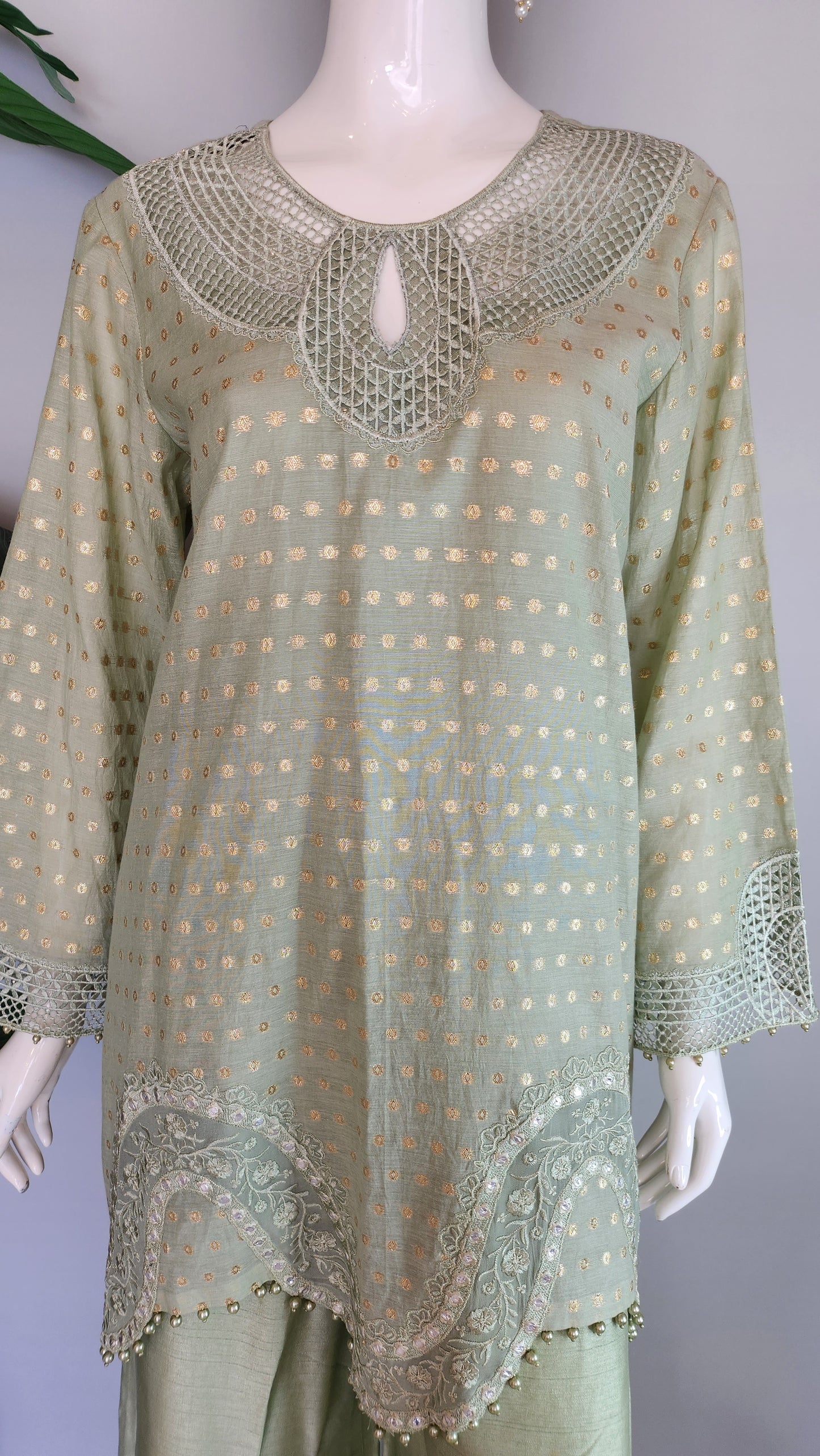 ALEENA FAREENA - Wavy Daman in Mint Green Color