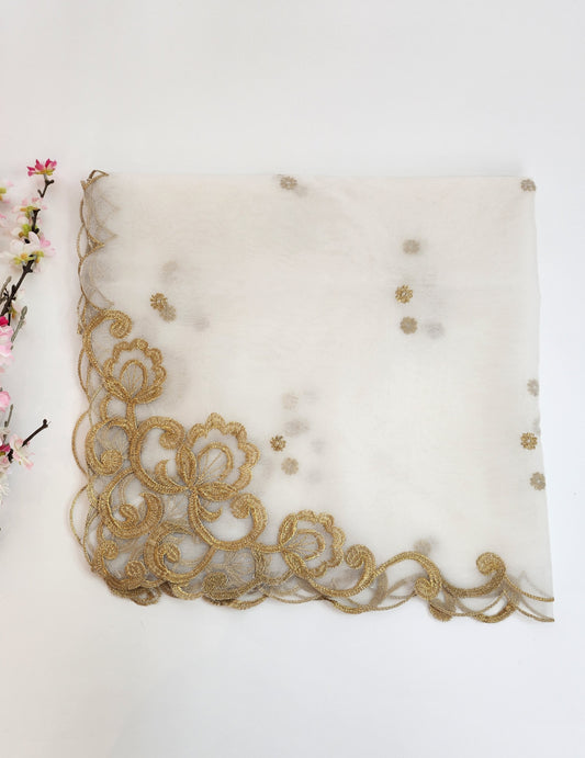 SABEEN MANEKIA - White Gold- Organza Dupatta