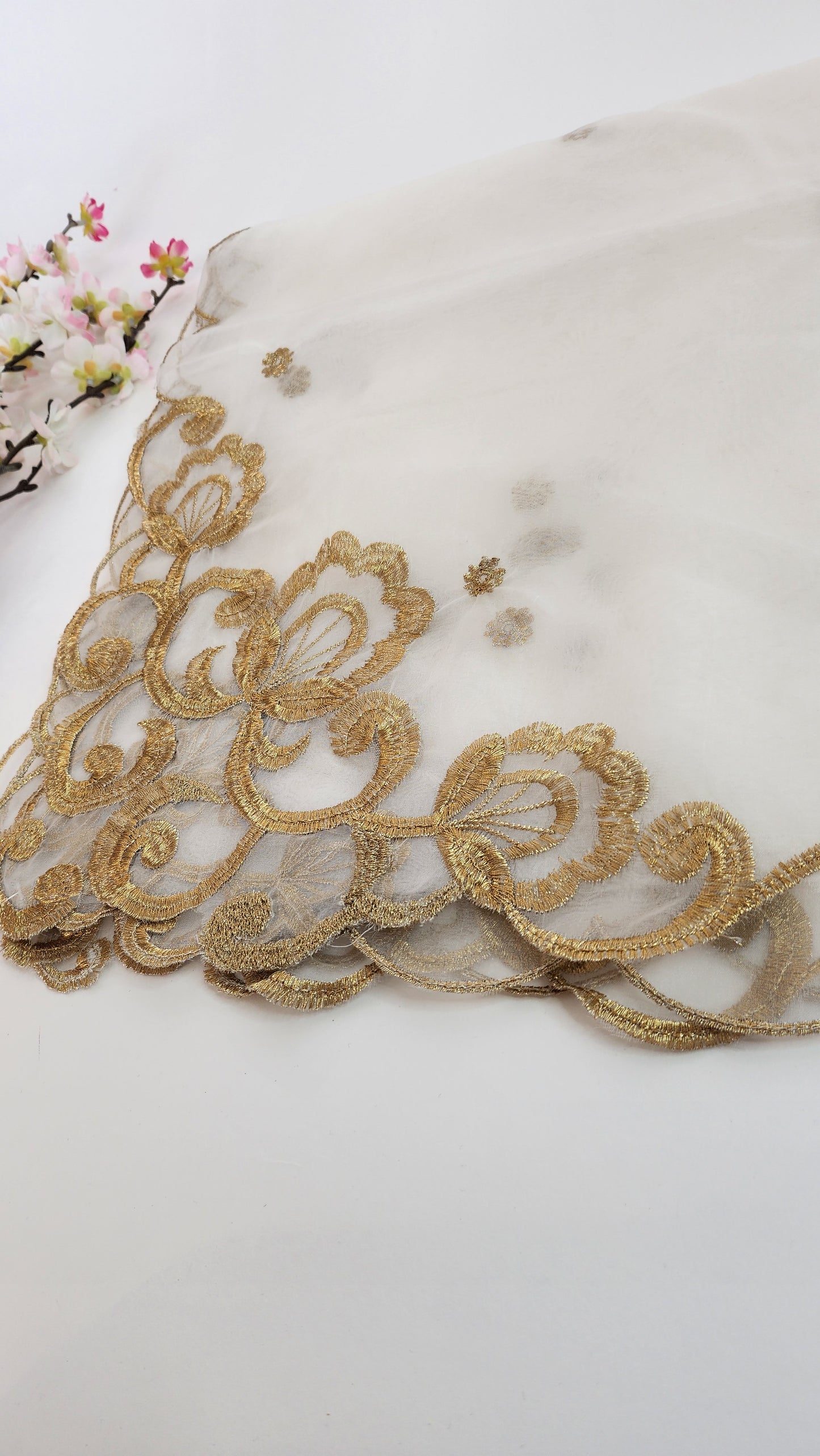 SABEEN MANEKIA - White Gold- Organza Dupatta