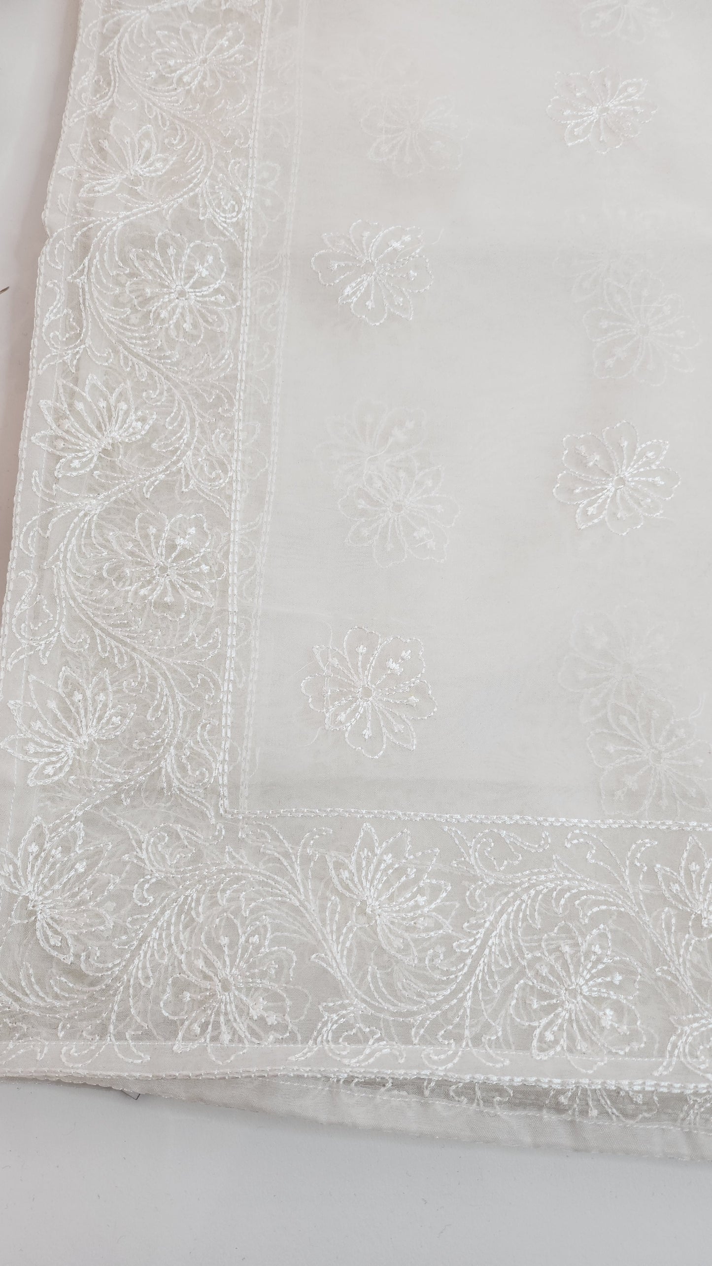 SABEEN MANEKIA - White- Organza Border Dupatta