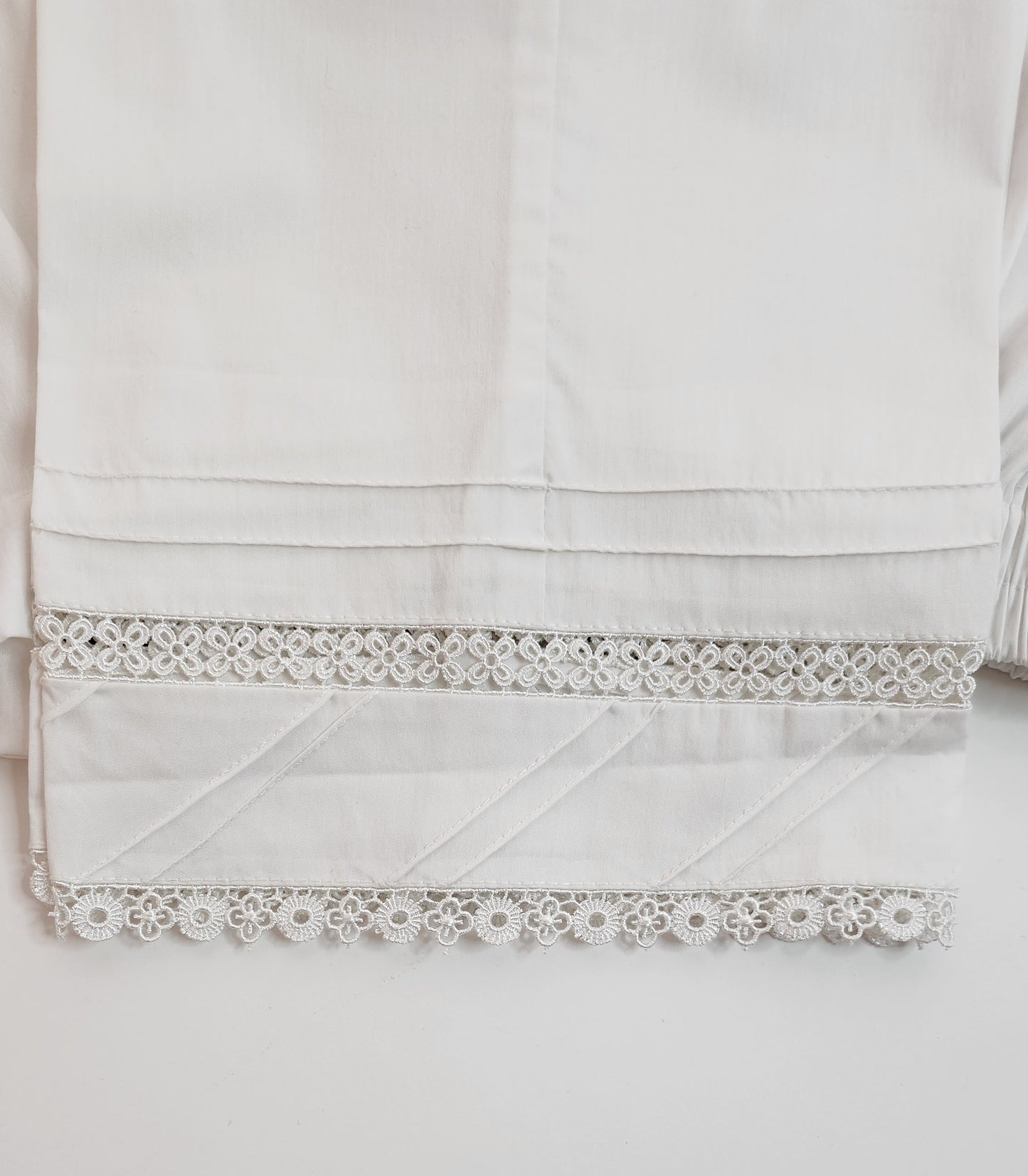 SABEEN MANEKIA - White - Cotton Pants with Lace