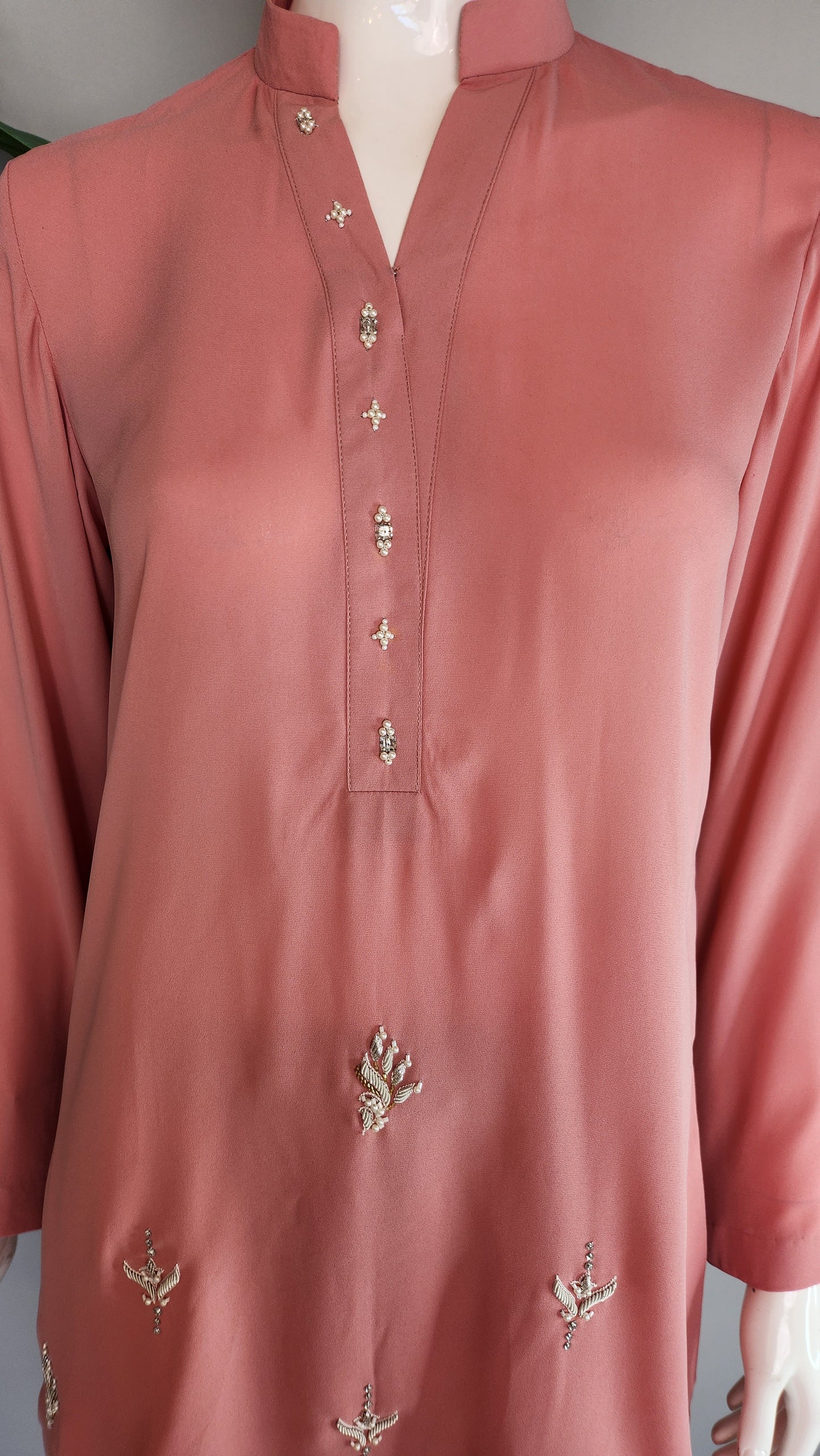 MAHOGANY - Coral Pink with Silver Work