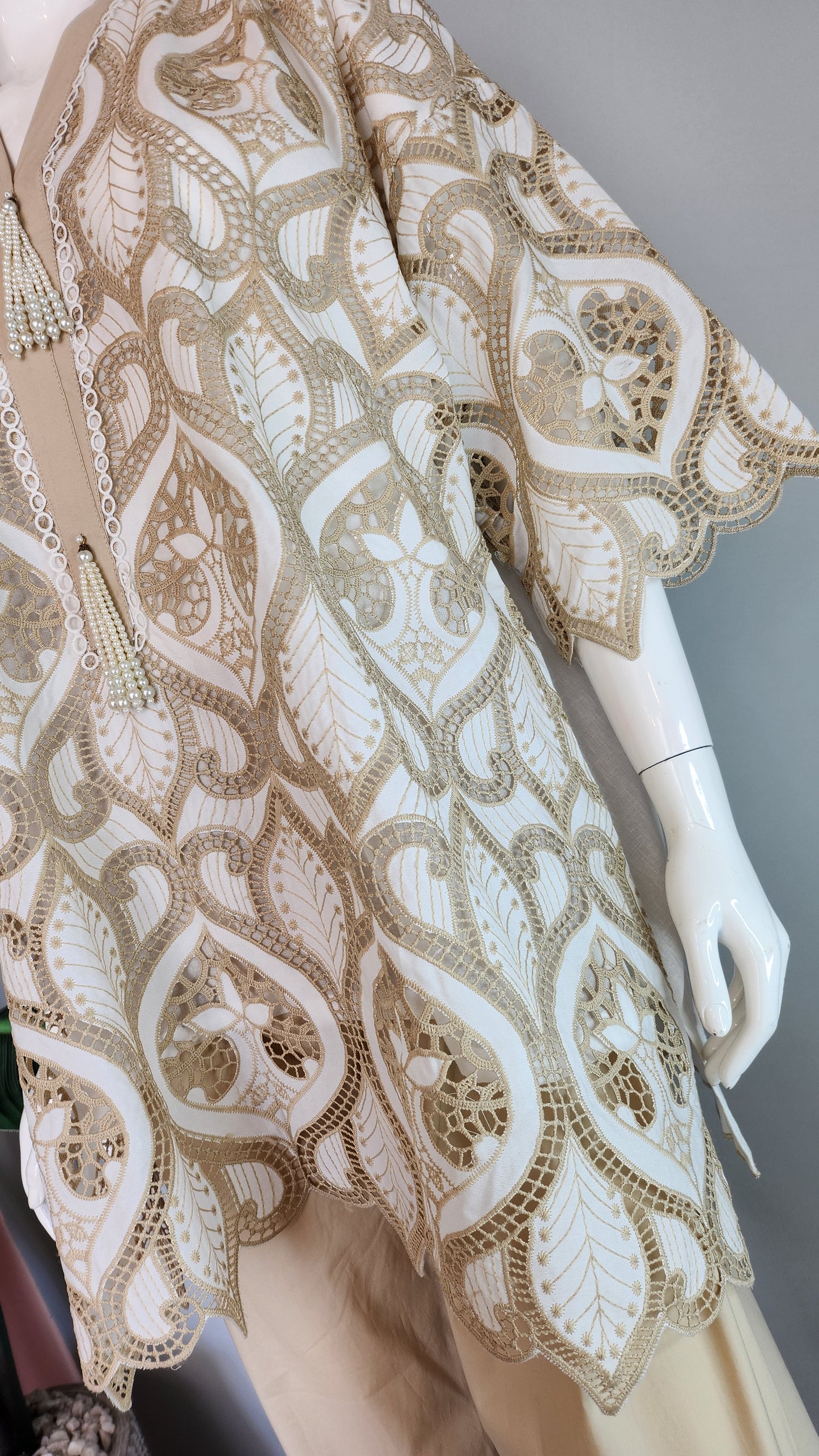 Wajeeha Ansari - Off White with beige cutwork