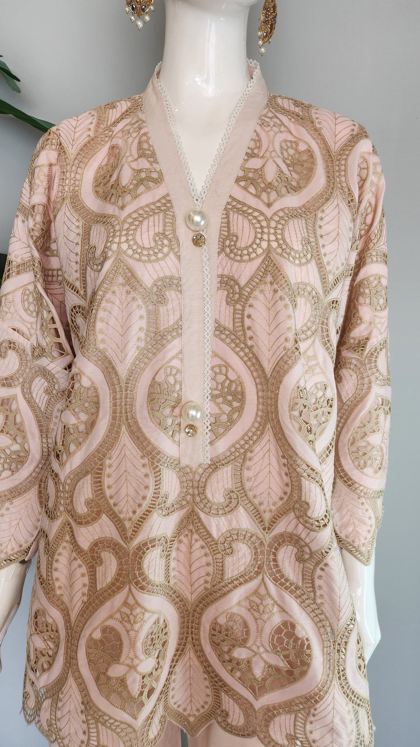 Wajeeha Ansari - Baby Pink Cutwork Coord Set