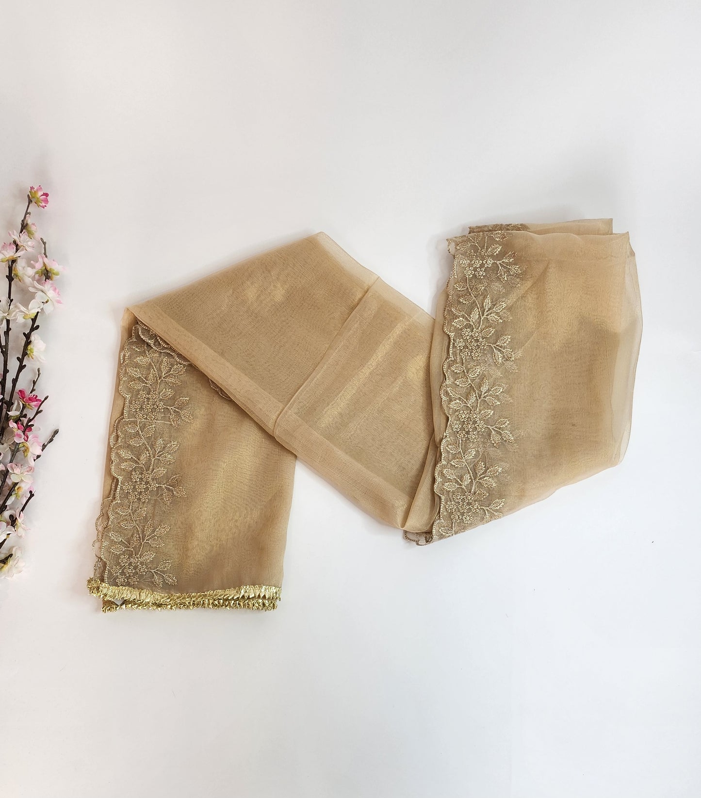 SABEEN MANEKIA - Gold- Mesoori with Cutwork Duppata