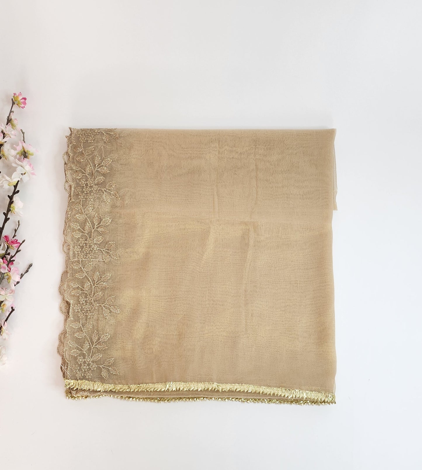 SABEEN MANEKIA - Gold- Mesoori with Cutwork Duppata