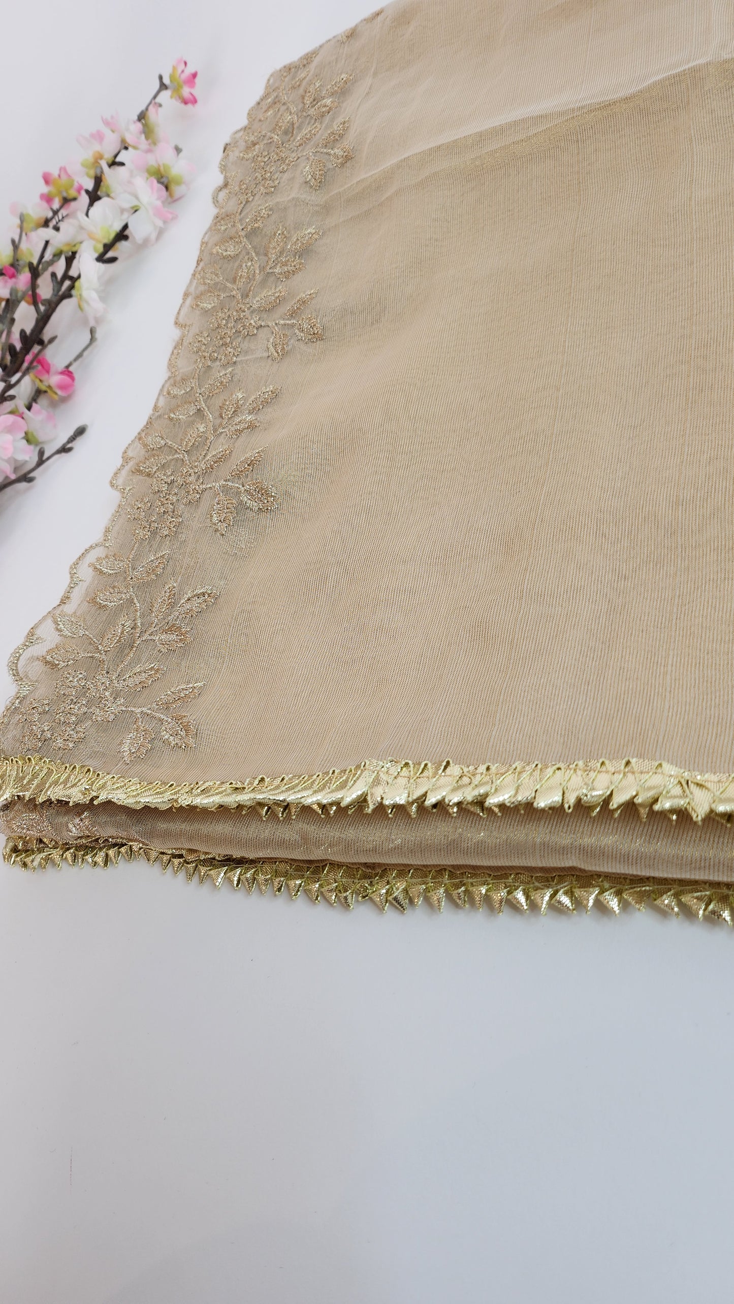 SABEEN MANEKIA - Gold- Mesoori with Cutwork Duppata