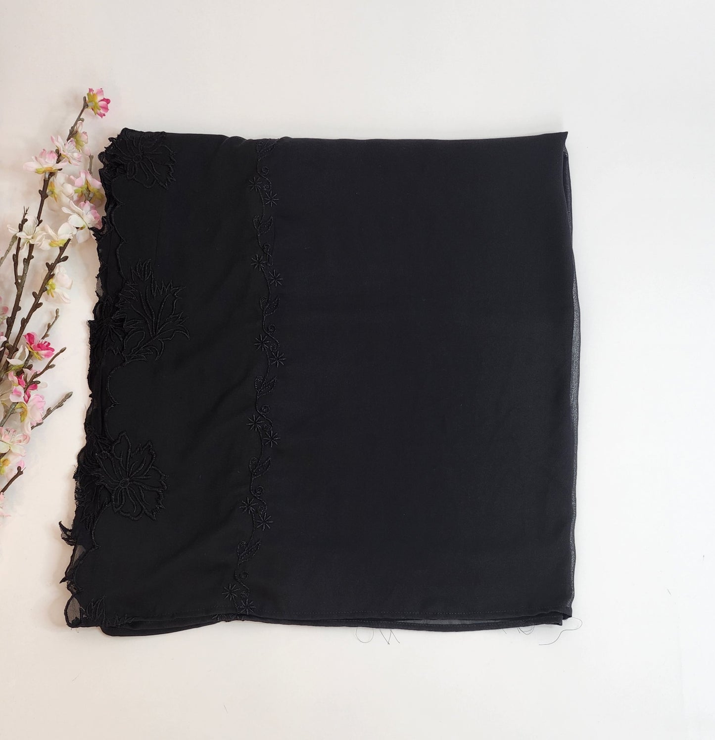 SABEEN MANEKIA - Black- Chiffon Cutwork Dupatta