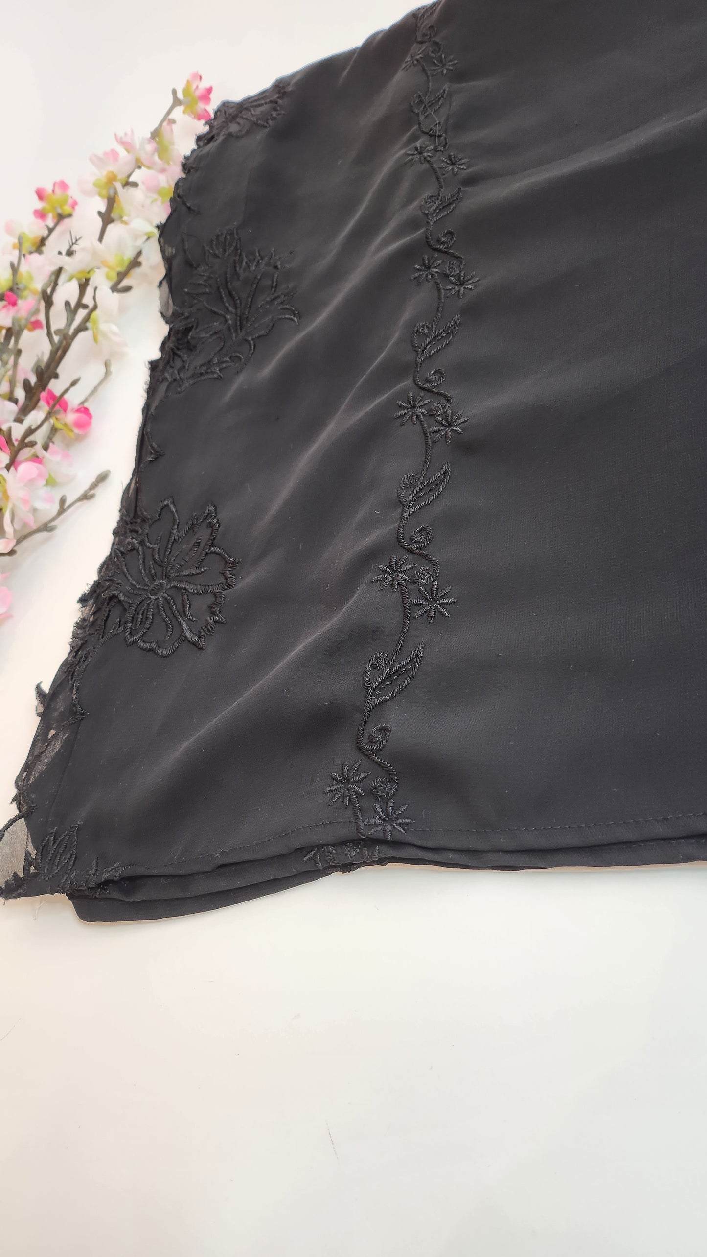 SABEEN MANEKIA - Black- Chiffon Cutwork Dupatta