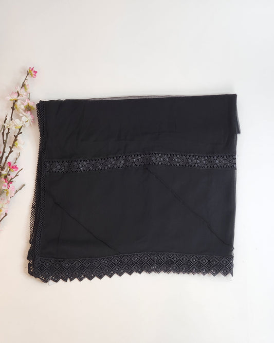 SABEEN MANEKIA - Black- Chiffon with Lace Dupatta