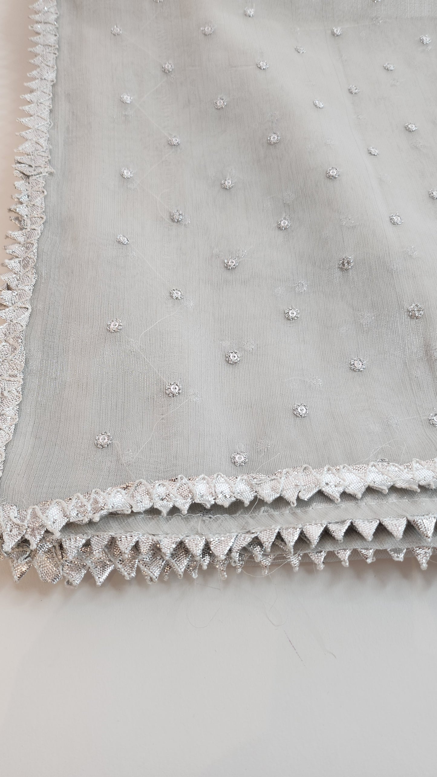 SABEEN MANEKIA - Silver- Mesoori Emb Dupatta