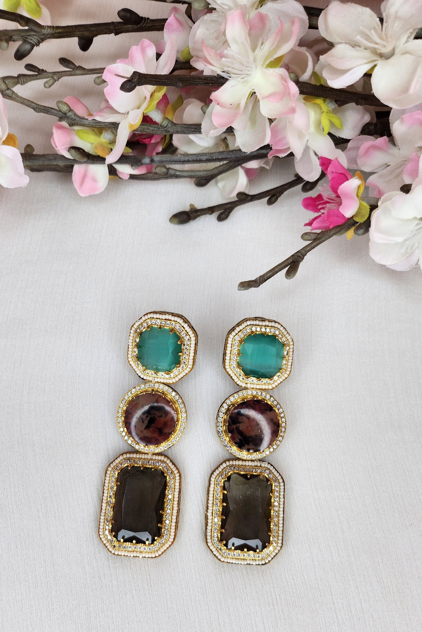 THE BUTTERFLY EFFECT - Green Brown Multicolor Earrings