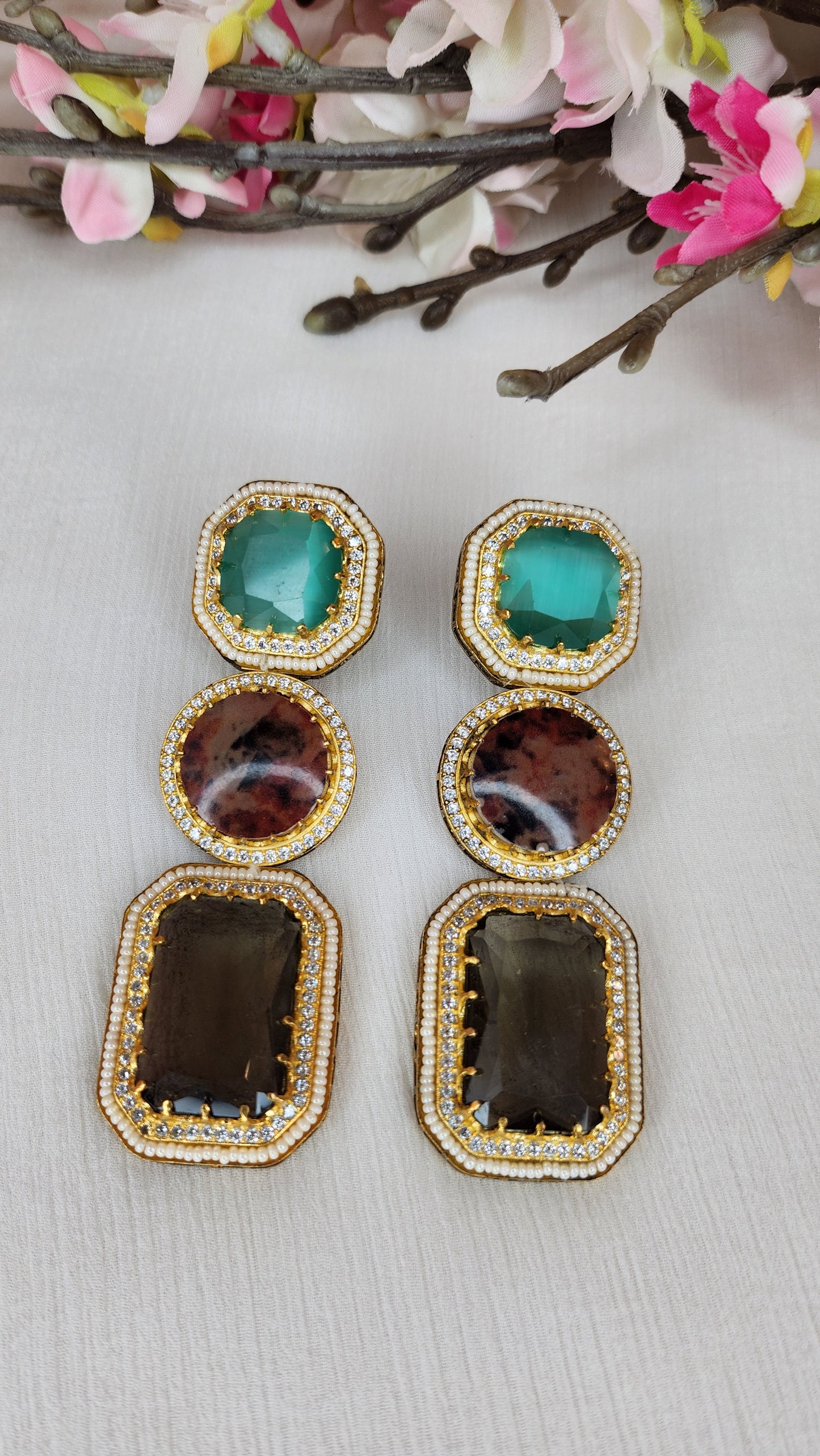 THE BUTTERFLY EFFECT - Green Brown Multicolor Earrings