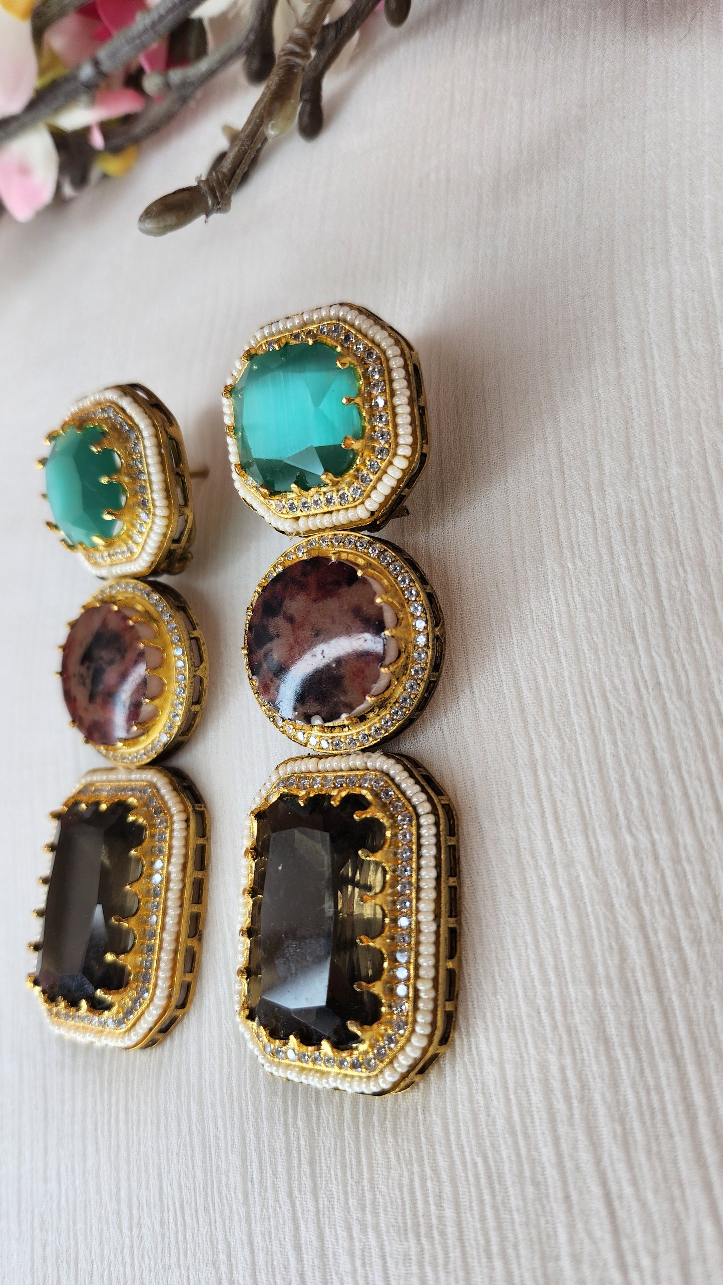 THE BUTTERFLY EFFECT - Green Brown Multicolor Earrings