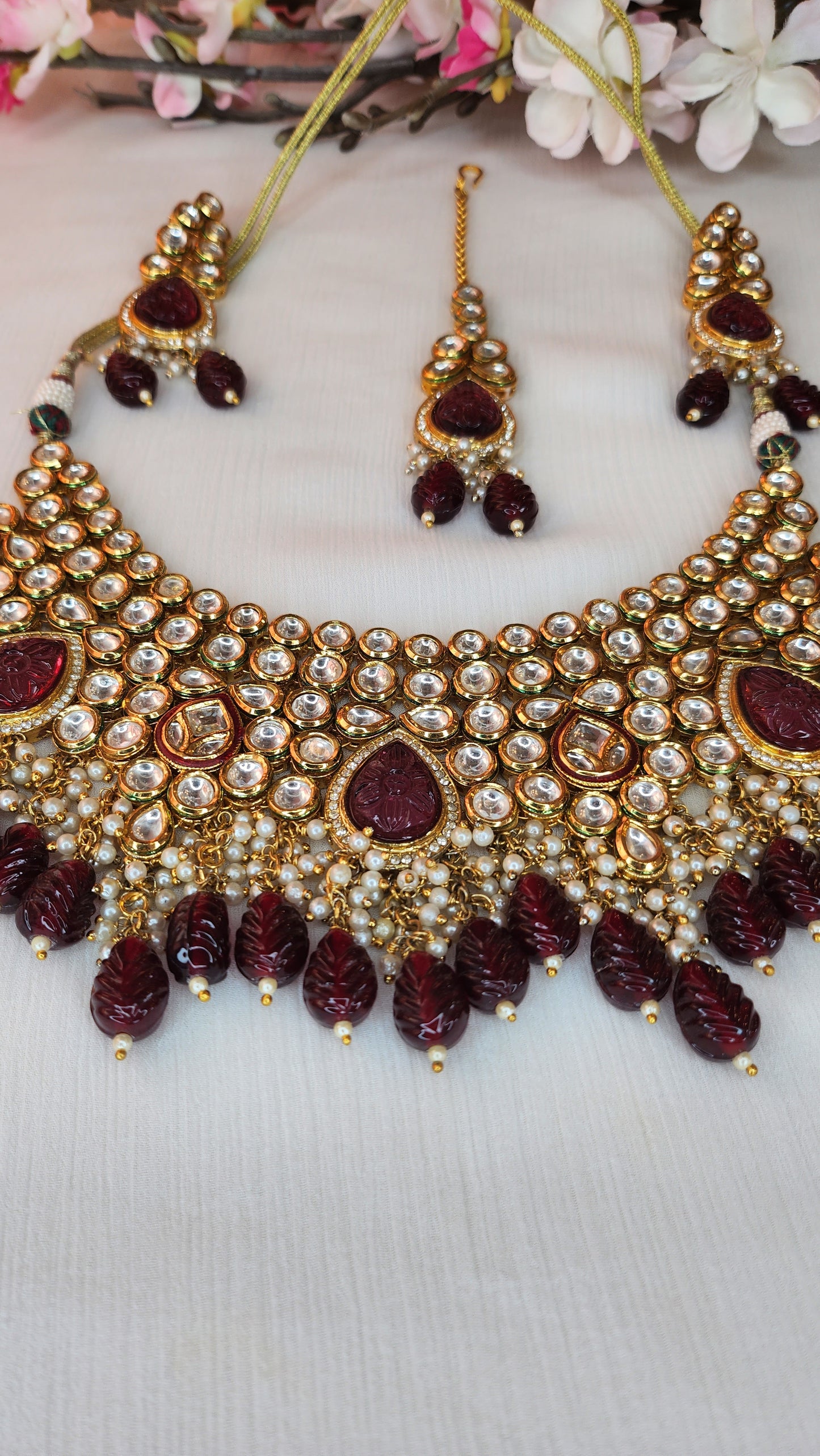 THE BUTTERFLY EFFECT - Kundan with red Stone Set